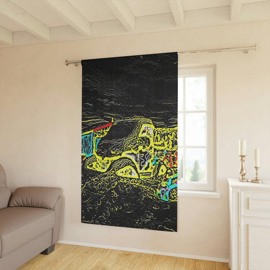 Window Curtains (1 Piece) ... "Snow Vehicle In Snow Storm At-Rest" ... Circa 12Mar23 ... Central Idaho ... 18-Hours Rendering Time: Original Works ...
