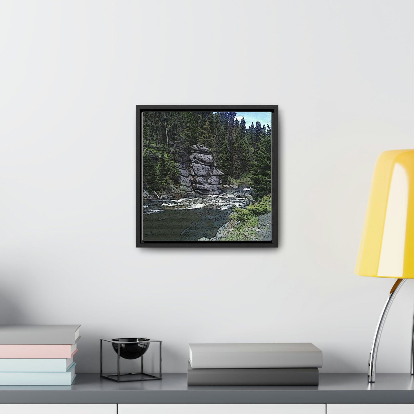 Gallery Canvas Wraps, Square Frame ...  "I Am Innocent" ... Tricky-Dick Immortalized ... Nixon Rock: Along The River ... Central Idaho, Summer 2020 ... Original Works ...