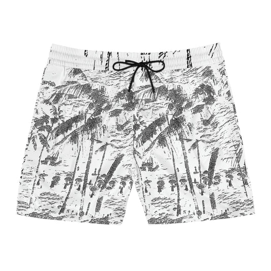 Men's Mid-Length Swim Shorts (AOP) ... "The Royal Hawai'ian: Waikiki Beach_Beach" ... Honolulu, HI ... October 2014 (Halloween) ... Original Works ...