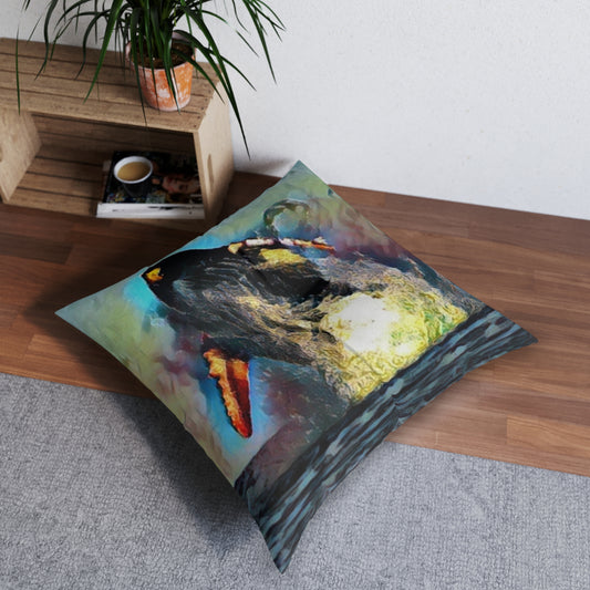 Tufted Floor Pillow, Square ... An Extraordinary Humpback Breach ... 'With Explosive Energy' ... Family Archives (KPH) ... Circa: 21st Century. Maui, HI ... Original Works ...