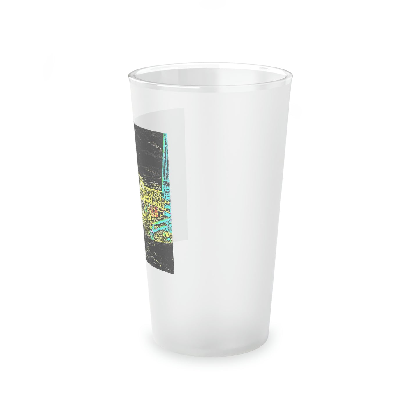Frosted Pint Glass, 16oz ... "Snow Vehicle In Snow Storm At-Rest" ... Circa 12Mar23 ... Central Idaho ... 18-Hours Rendering Time: Original Works ...
