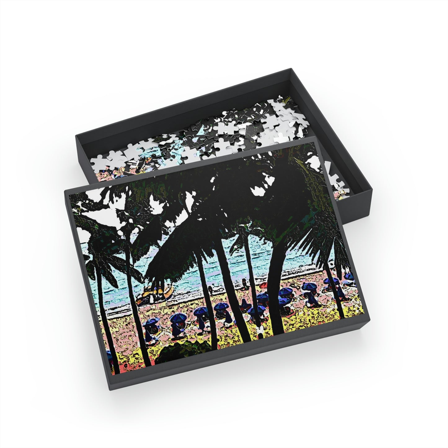 Puzzle (96, 252, 500, 1000-Piece) ...  "A Beautiful Beach Amongst The Palms" ... The Outrigger Waikiki, Honolulu, Oahu ... Original Works ...