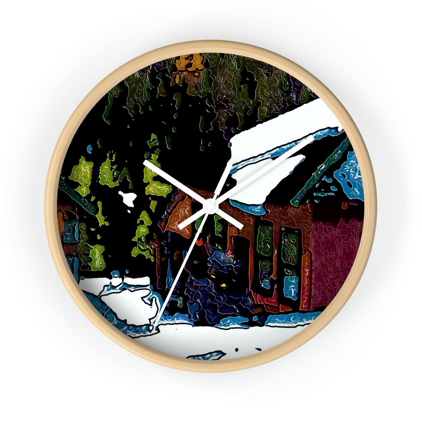 Wall clock ... "A Rider Passeth-Through-It" ... Colors Galore & A Bit Of Impressionism ... Original Works. Winter 2021. Central Idaho. Rendering Time: 12 Hours ...