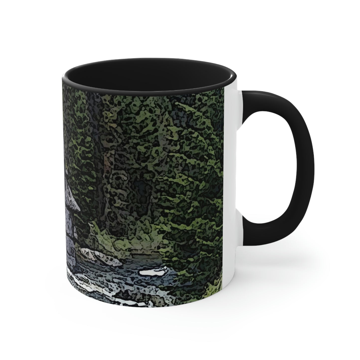 Accent Coffee Mug, 11oz ..."I Am Innocent" ... Tricky-Dick Immortalized ... Nixon Rock: Along The River ... Central Idaho, Summer 2020 ... Original Works ...