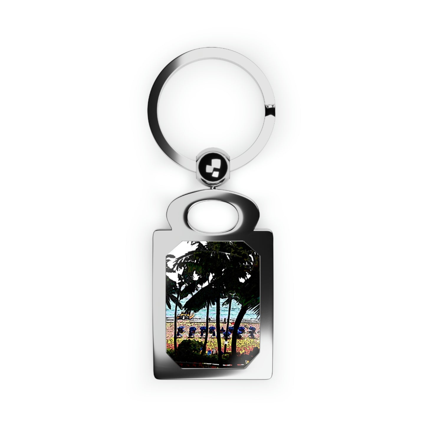 Rectangle Photo Keyring ... "A Beautiful Beach Amongst The Palms" ... The Outrigger Waikiki, Honolulu, Oahu ... Original Works ...