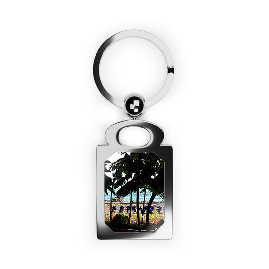 Rectangle Photo Keyring ... "A Beautiful Beach Amongst The Palms" ... The Outrigger Waikiki, Honolulu, Oahu ... Original Works ...