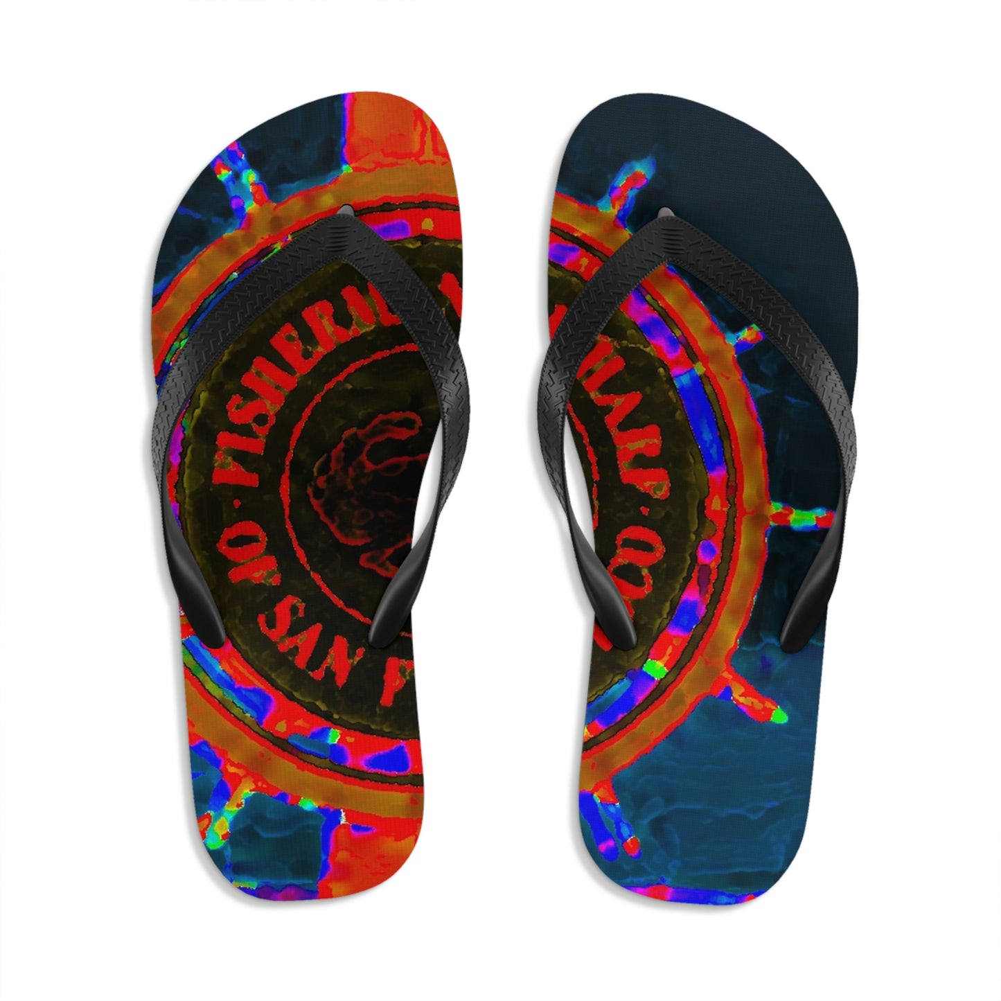Unisex Flip-Flops ... "No.9 Fishermen's Grotto - Fishermen's Wharf, SF, California" ... Family Archives: 1970's ... Original Works ...