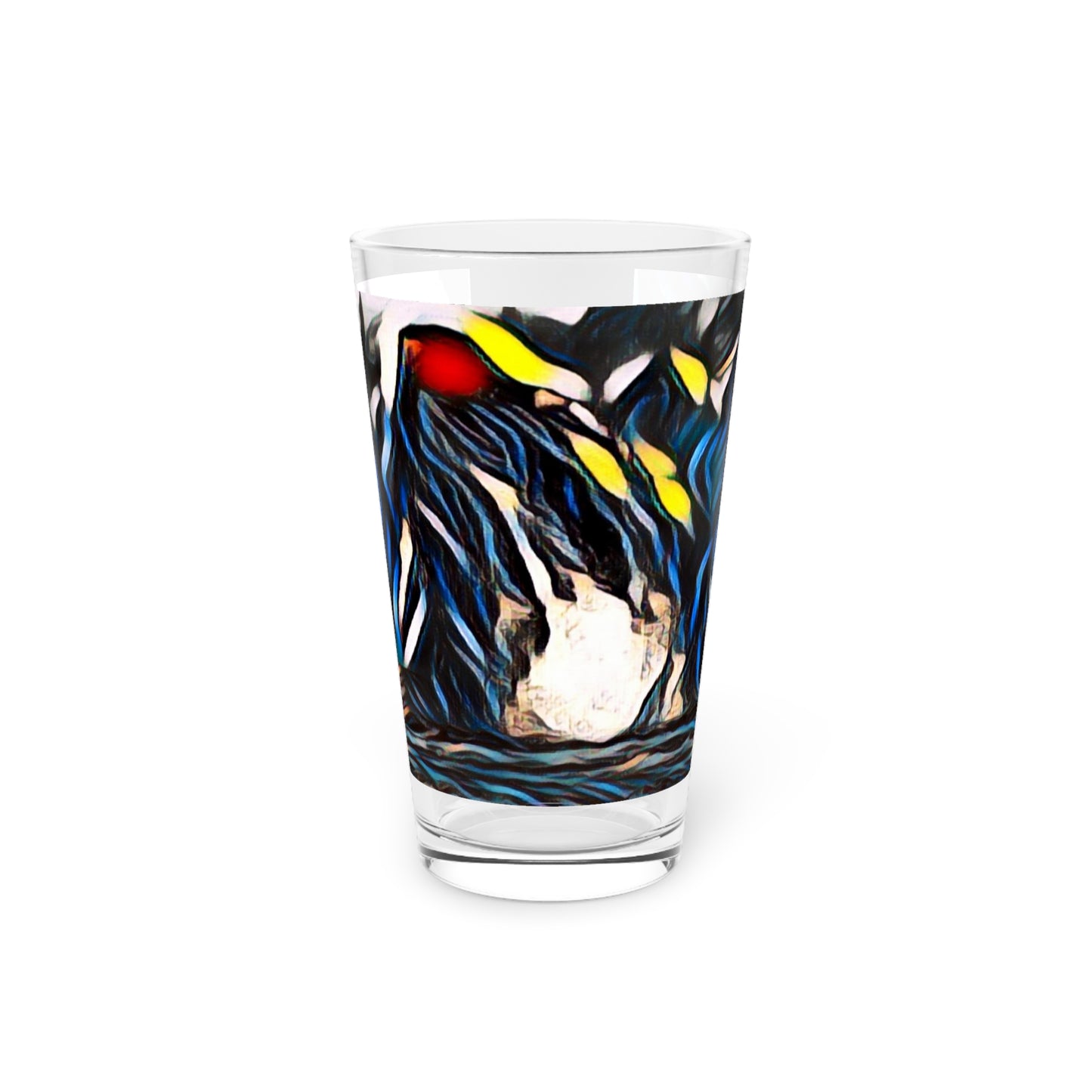 Pint Glass, 16oz ... "Ken's Favourite Humpback Breach" ... Circa: 21st Century ... Maui, HI ... Original Works ...