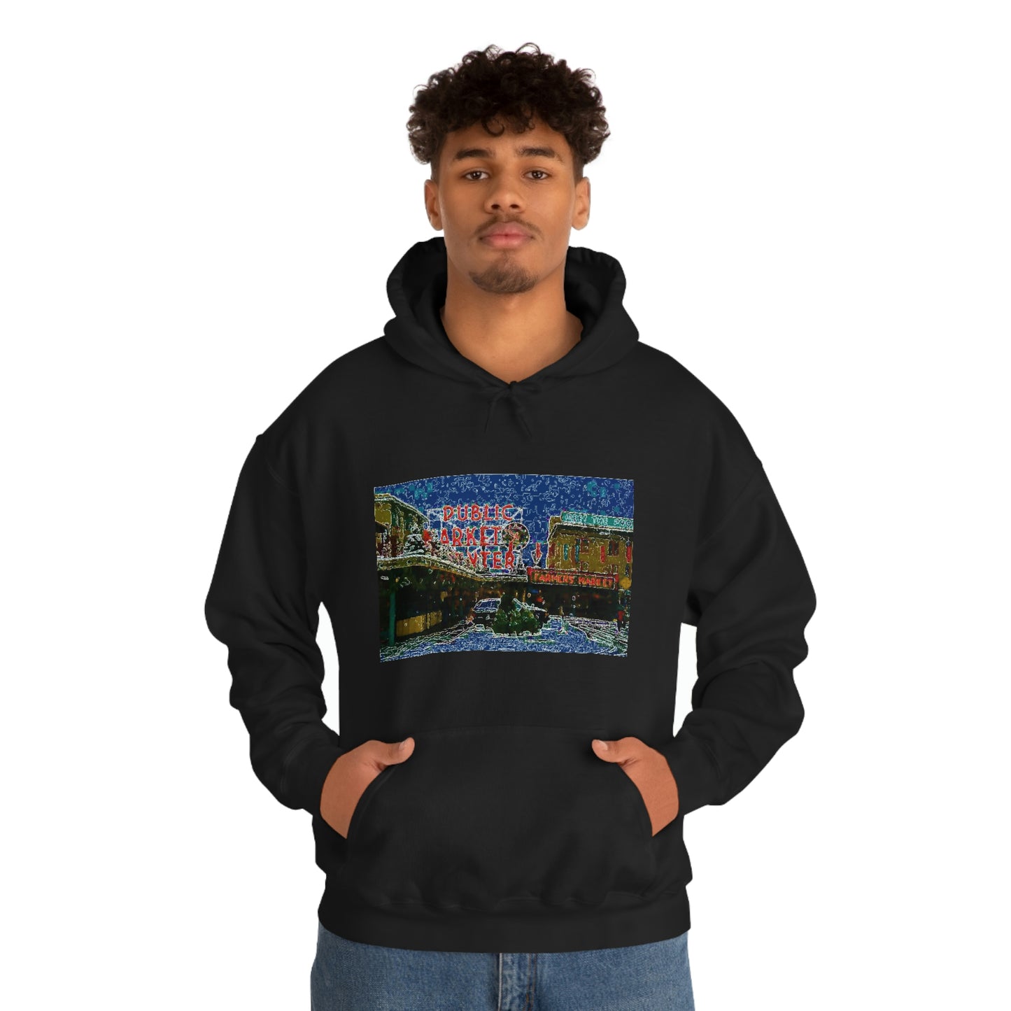 Unisex Heavy Blend™ Hooded Sweatshirt ... Pike Place Market: 'The Public Market', Seattle, Washington. Circa Fall 2013 ...