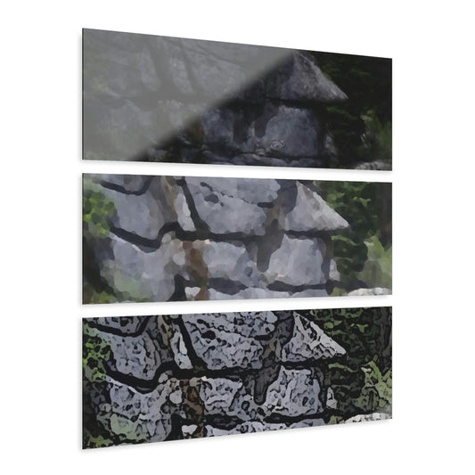 Acrylic Prints (Triptych) ... "I Am Innocent" ... Tricky-Dick Immortalized ... Nixon Rock: Along The River ... Central Idaho, Summer 2020 ... Original Works ...