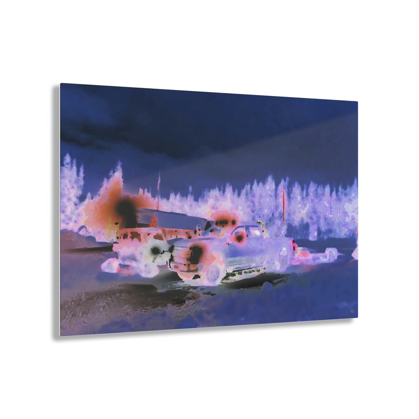 Acrylic Prints ... "Two Vehicles Converge On A Very Early, Cold, Snowy Morning ... Downtown Dixie, Idaho" ... Circa 4Jan23 ... Original Works ...