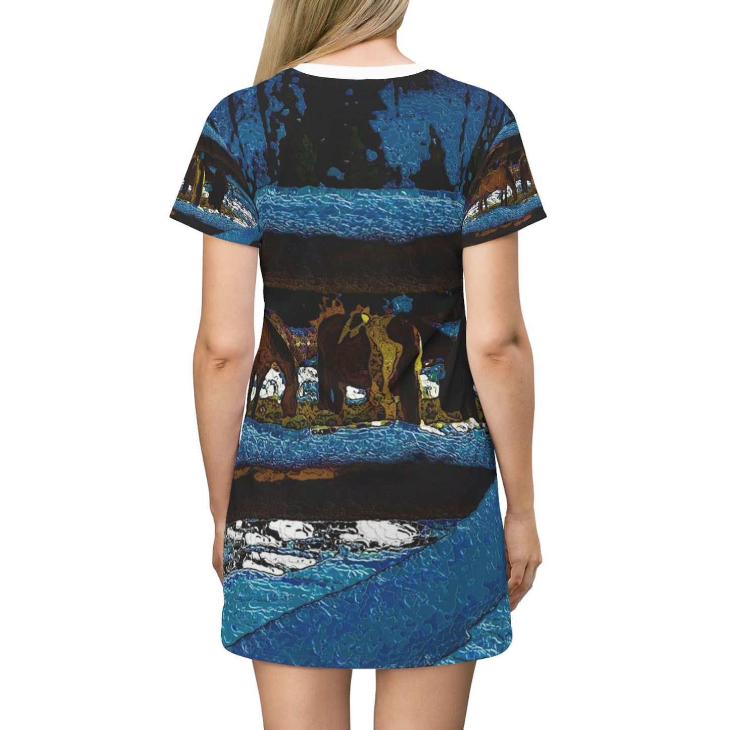 All Over Print T-Shirt Dress ...  A Horse ... A Saddle ...  Foraging Through The Snow ...  An_Asses 'Cry' ... Central Idaho, November 2022 ...  Original Works ..