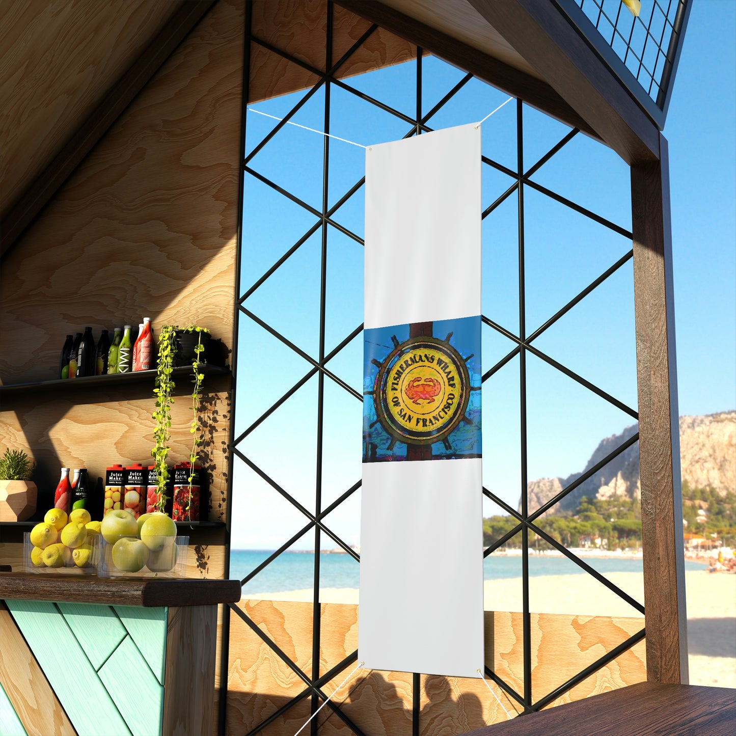 Matte Banner ... "No.9 Fishermen's Grotto - Fishermen's Wharf, SF, California" ... Family Archives: 1970's ... Original Works ...