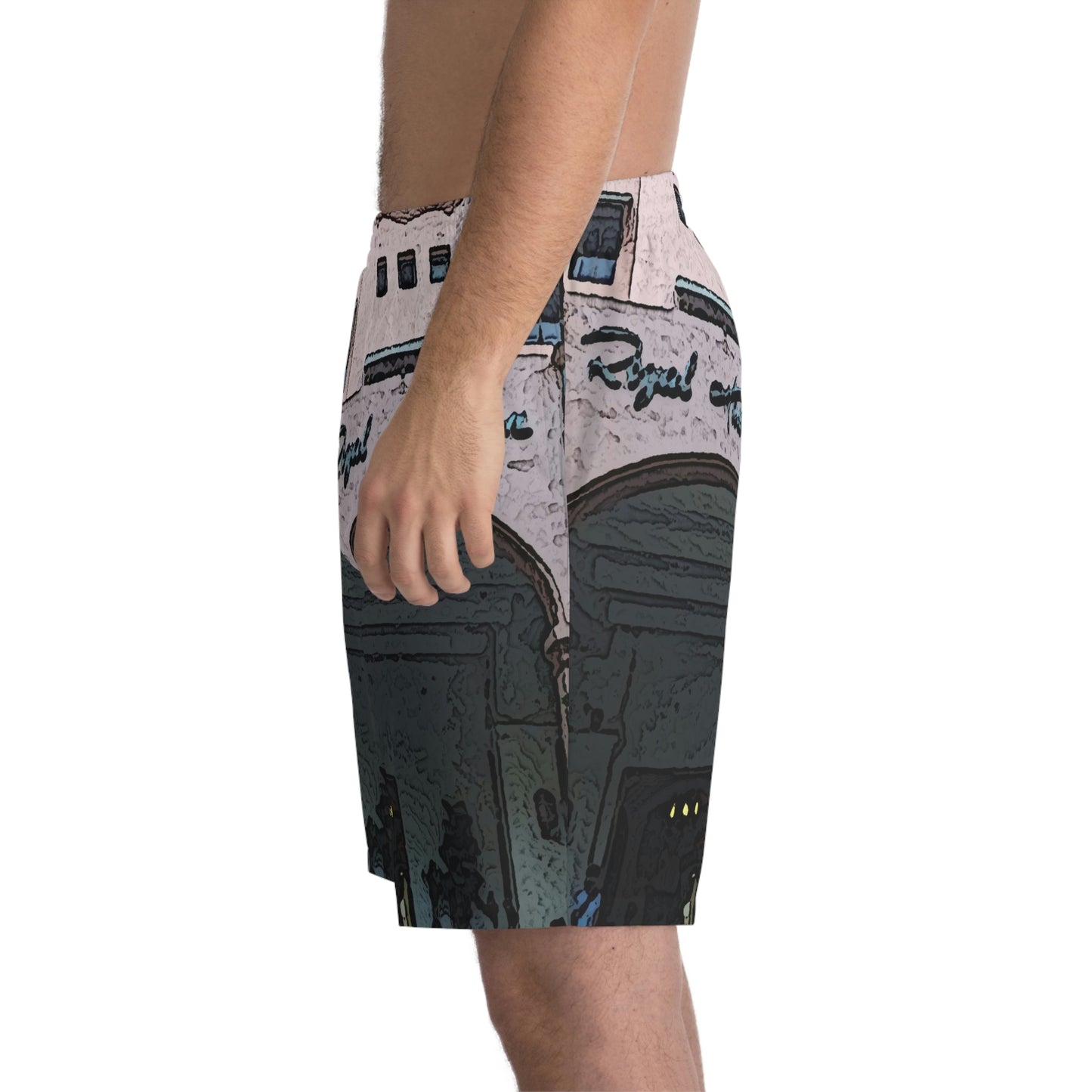 Men's Elastic Beach Shorts (AOP) ...  "La Grande Entree" At: 'The Pink Palace' ... The Royal Hawai'ian ... Honolulu, HI ... '27Oct2014' ... Original Works ...
