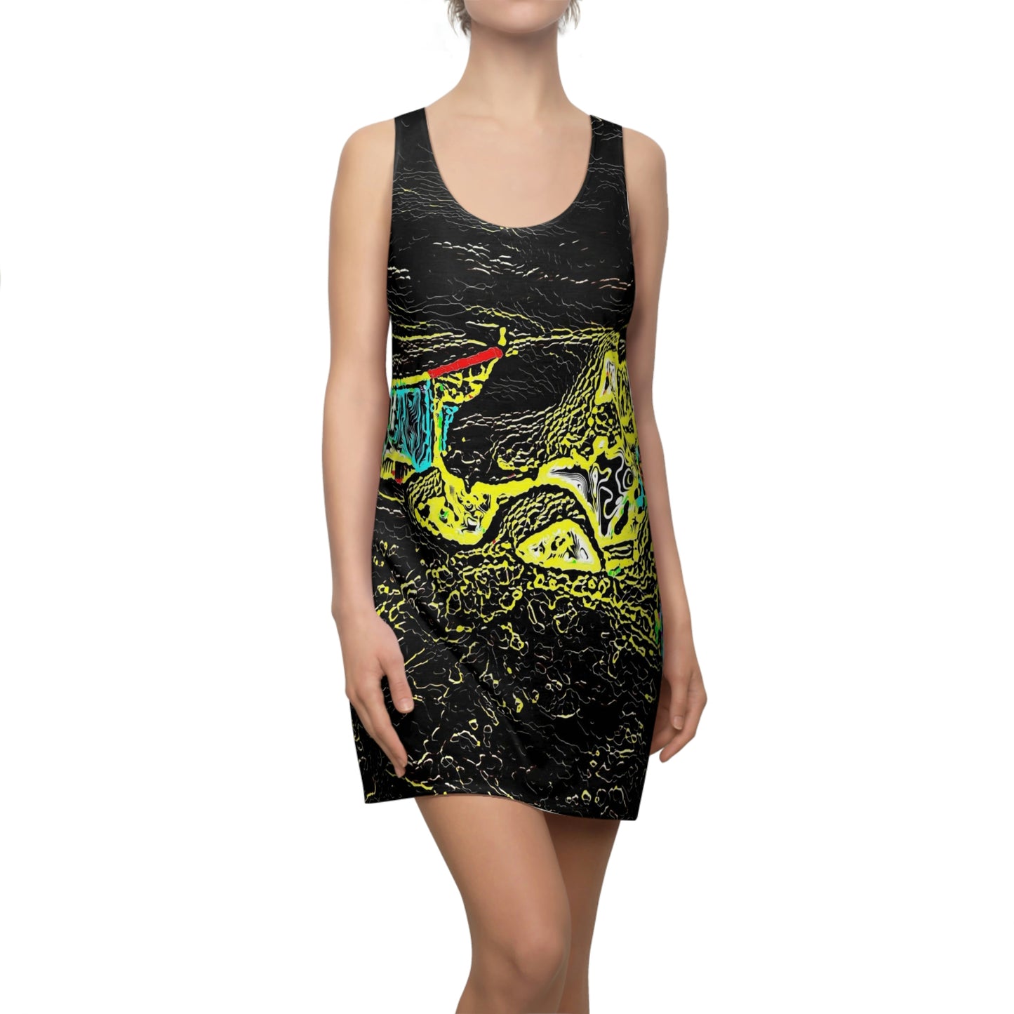 Women's Cut & Sew Racerback Dress (AOP) ... "Snow Vehicle In Snow Storm At-Rest" ... Circa 12Mar23 ... Central Idaho ... 18-Hours Rendering Time: Original Works ...