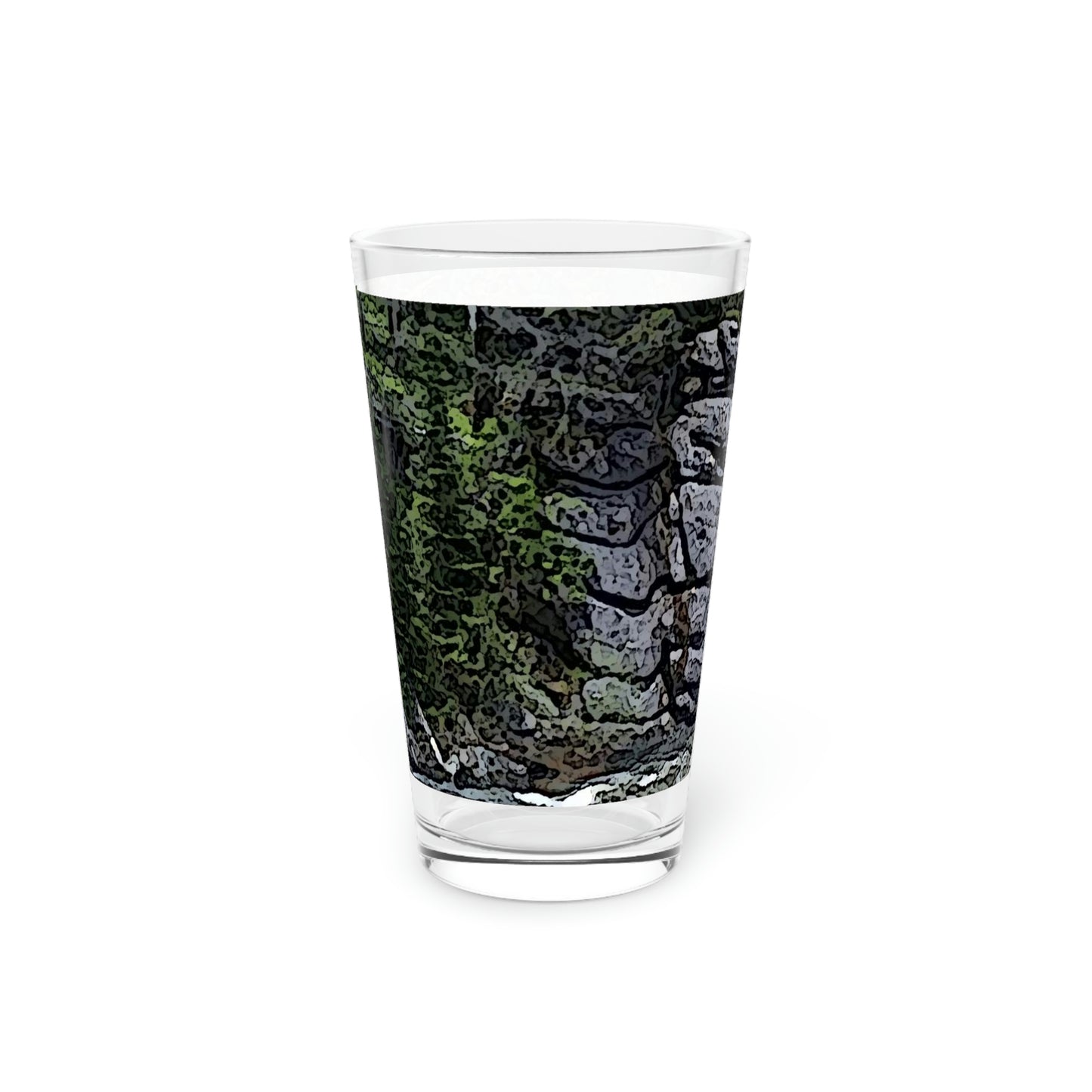 Pint Glass, 16oz ..."I Am Innocent" ... Tricky-Dick Immortalized ... Nixon Rock: Along The River ... Central Idaho, Summer 2020 ... Original Works ...