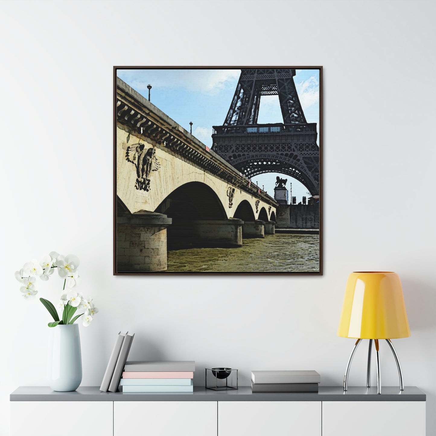 Gallery Canvas Wraps, Square Frame ...  Le Tour D'Eiffel ..."Along The Water" ... Barbara Joan Bonnell-Holt ... Le Voyage De Paris: 1972 ... Original Works ...