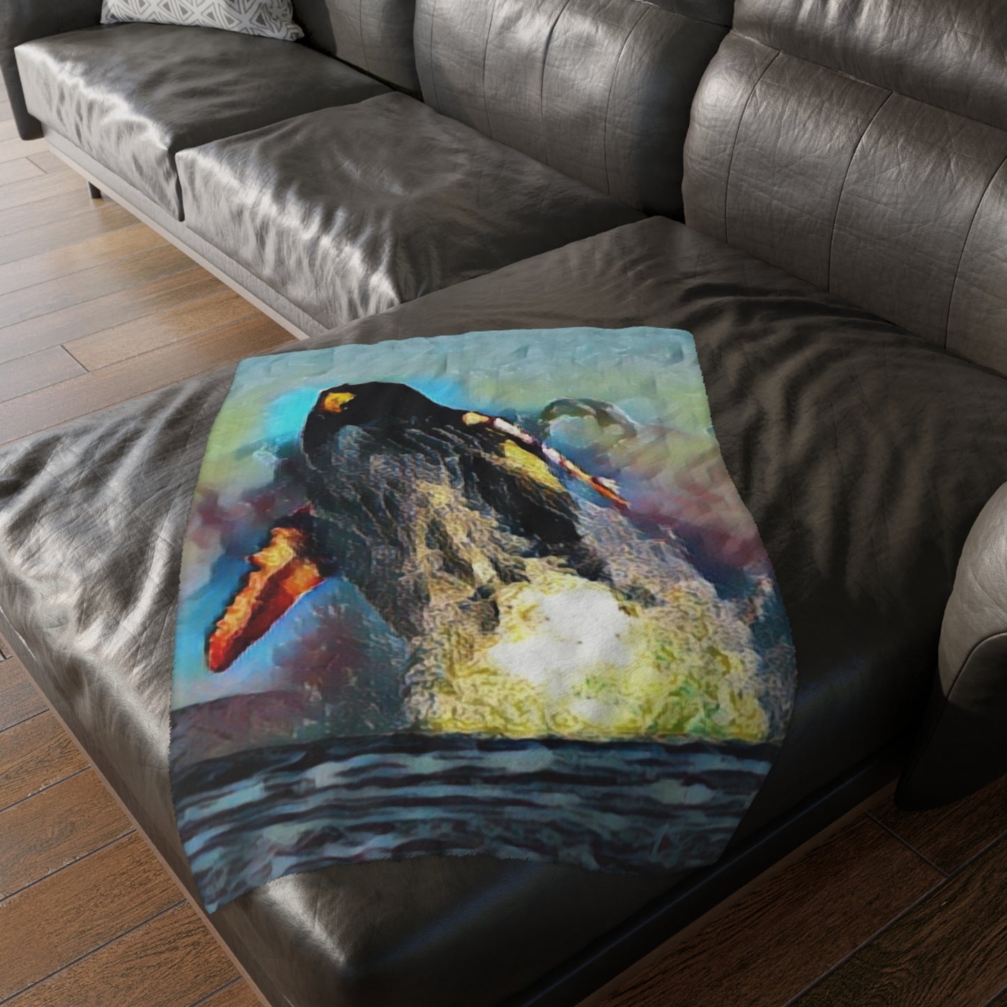 Velveteen Minky Blanket (Two-sided print) ... An Extraordinary Humpback Breach ... 'With Explosive Energy' ... Family Archives (KPH) ... Circa: 21st Century. Maui, HI ... Original Works ...