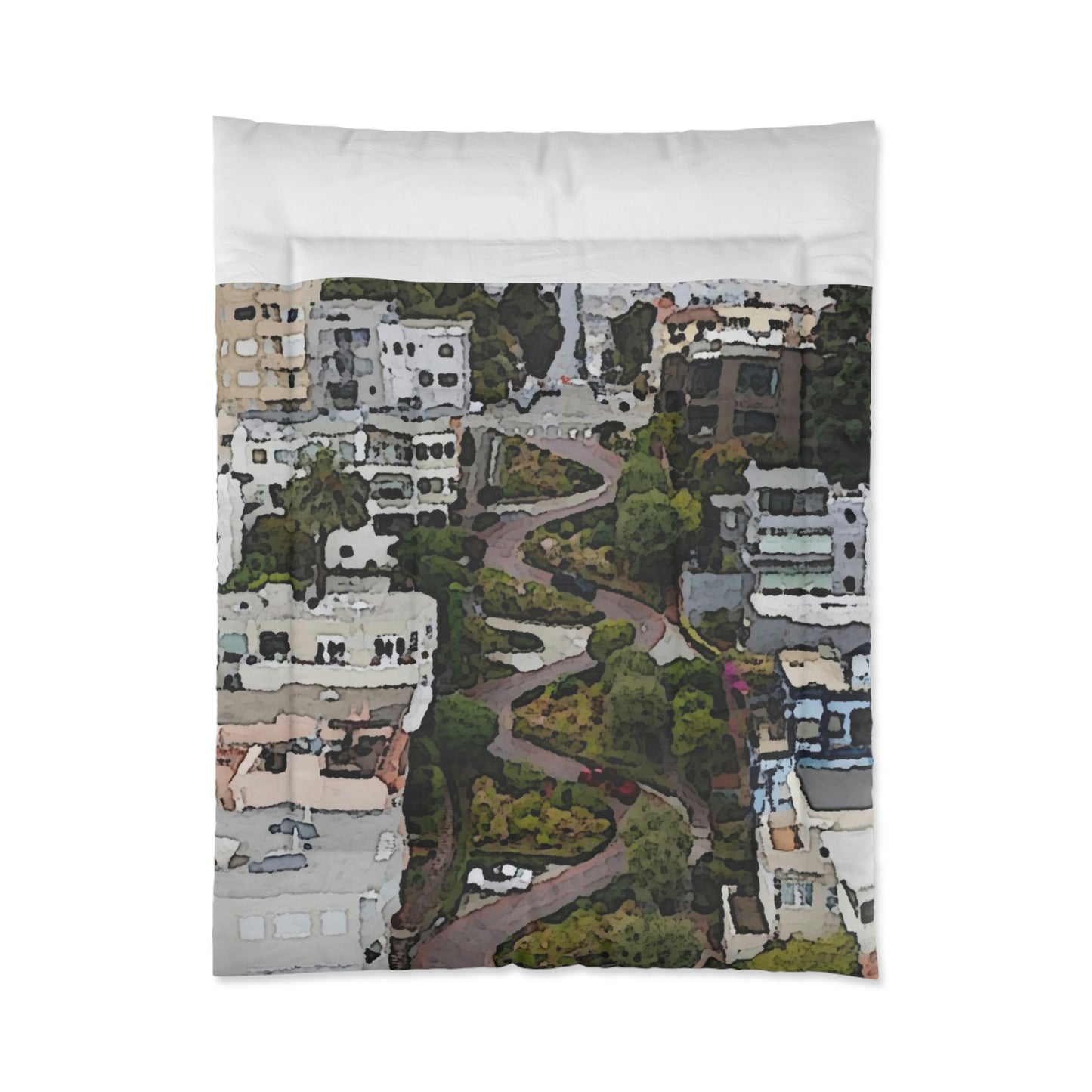 Comforter ... A Crazy Street ... 'Eight Winding Curve-Switchbacks' ... "Lombard Street, San Francisco, CA' ... Family Archives: 1970's ... Original Works ...