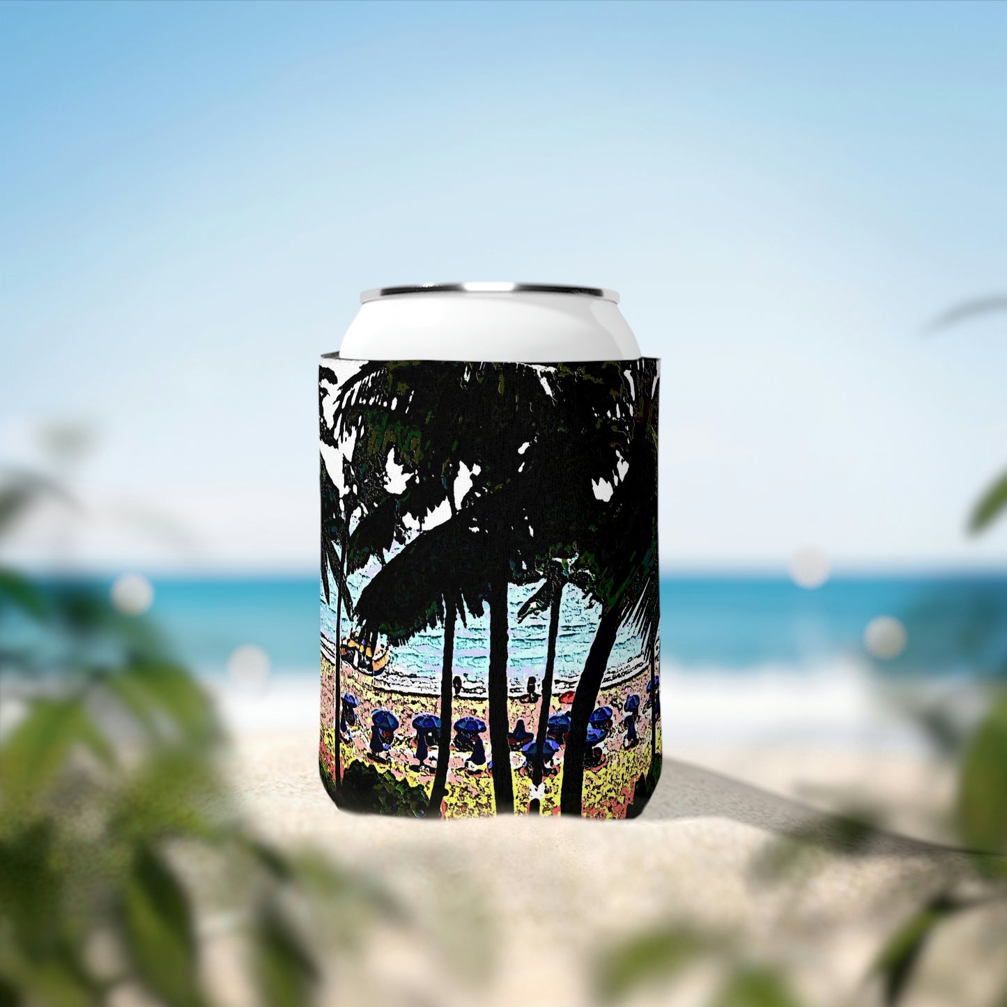 Can Cooler Sleeve ... "A Beautiful Beach Amongst The Palms" ... The Outrigger Waikiki, Honolulu, Oahu ... Original Works ...