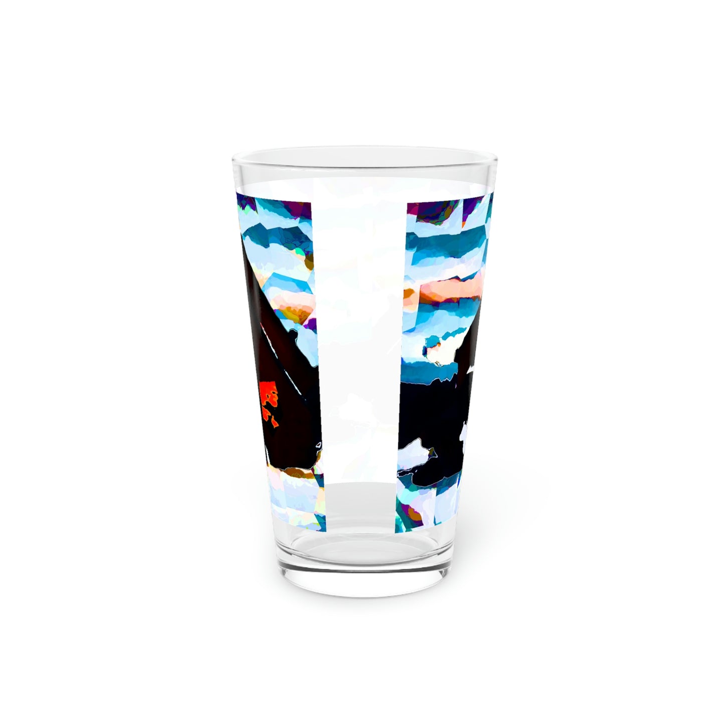 Pint Glass, 16oz ... After An Intense Snow Storm ... 'Digging Out' ... A Vehicle & Cabin "In The Mountains" ... March 2023 ... Original Works ...