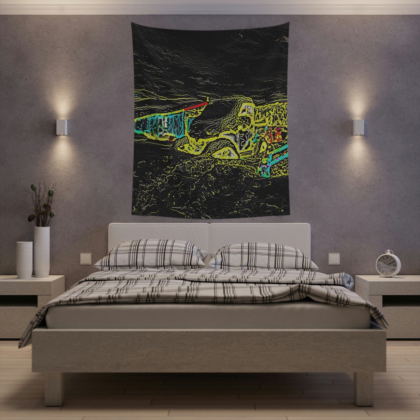 Printed Wall Tapestry ... "Snow Vehicle In Snow Storm At-Rest" ... Circa 12Mar23 ... Central Idaho ... 18-Hours Rendering Time: Original Works ...