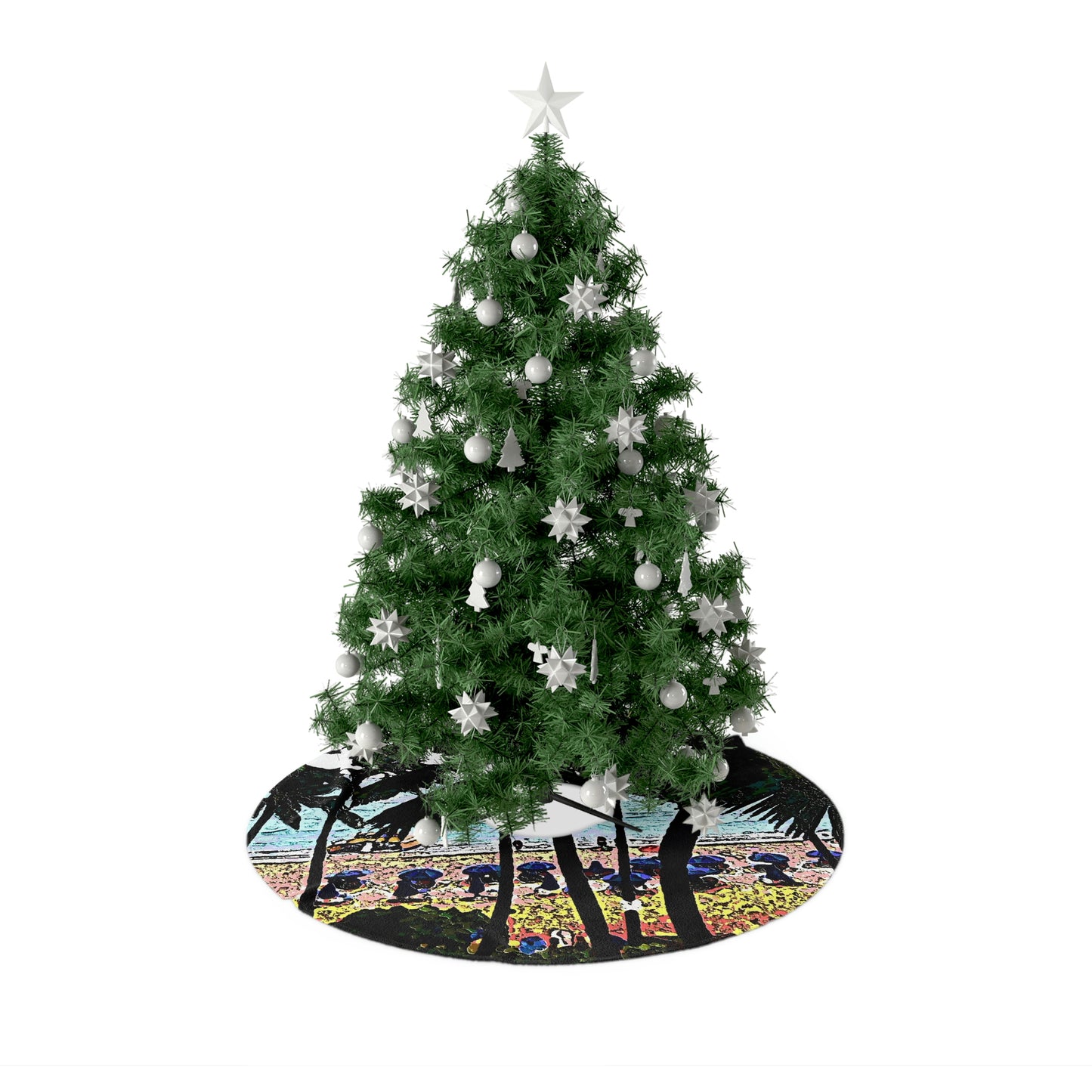 Christmas Tree Skirts ... "A Beautiful Beach Amongst The Palms" ... The Outrigger Waikiki, Honolulu, Oahu ... Original Works ...