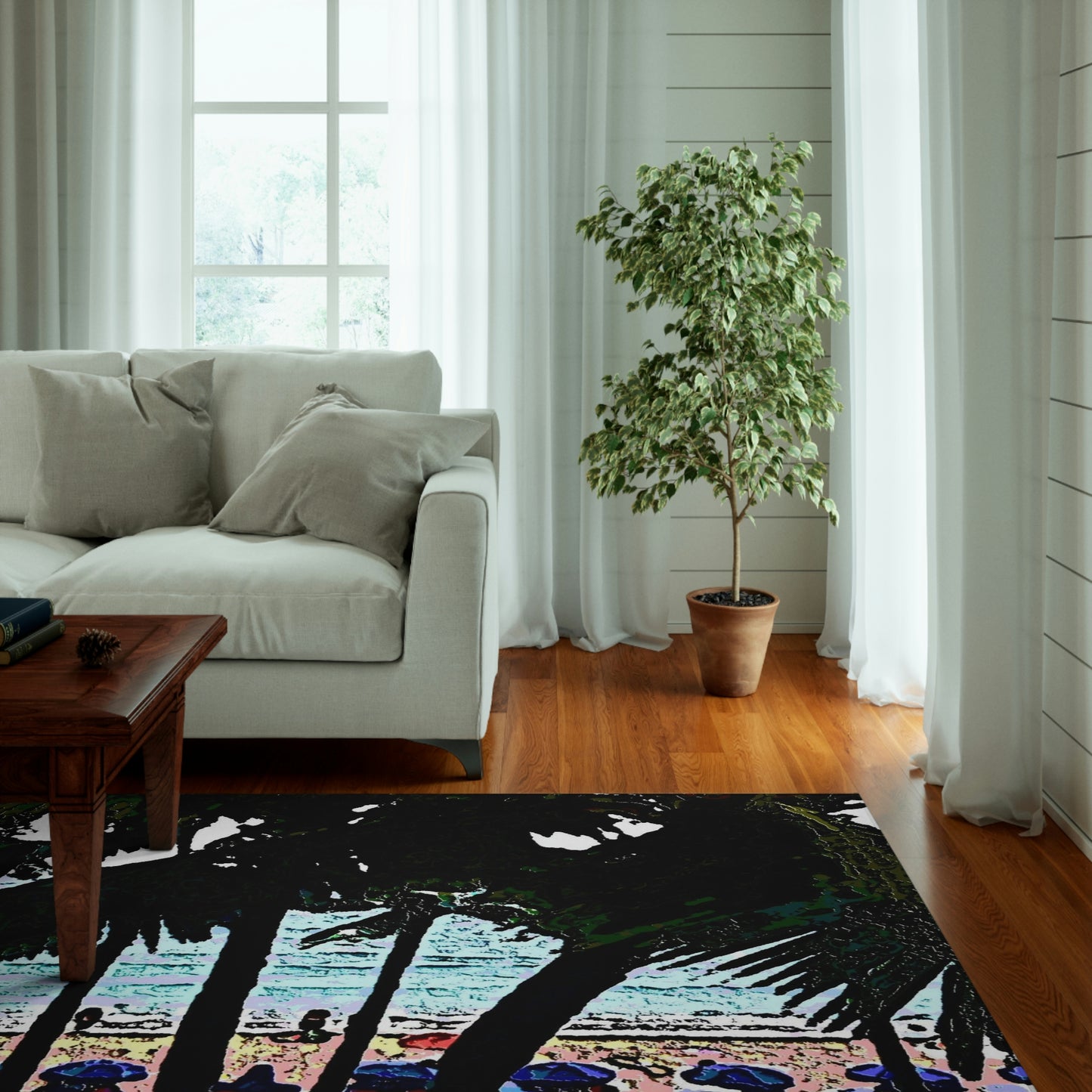 Dornier Rug ... "A Beautiful Beach Amongst The Palms" ... The Outrigger Waikiki, Honolulu, Oahu ... Original Works ...