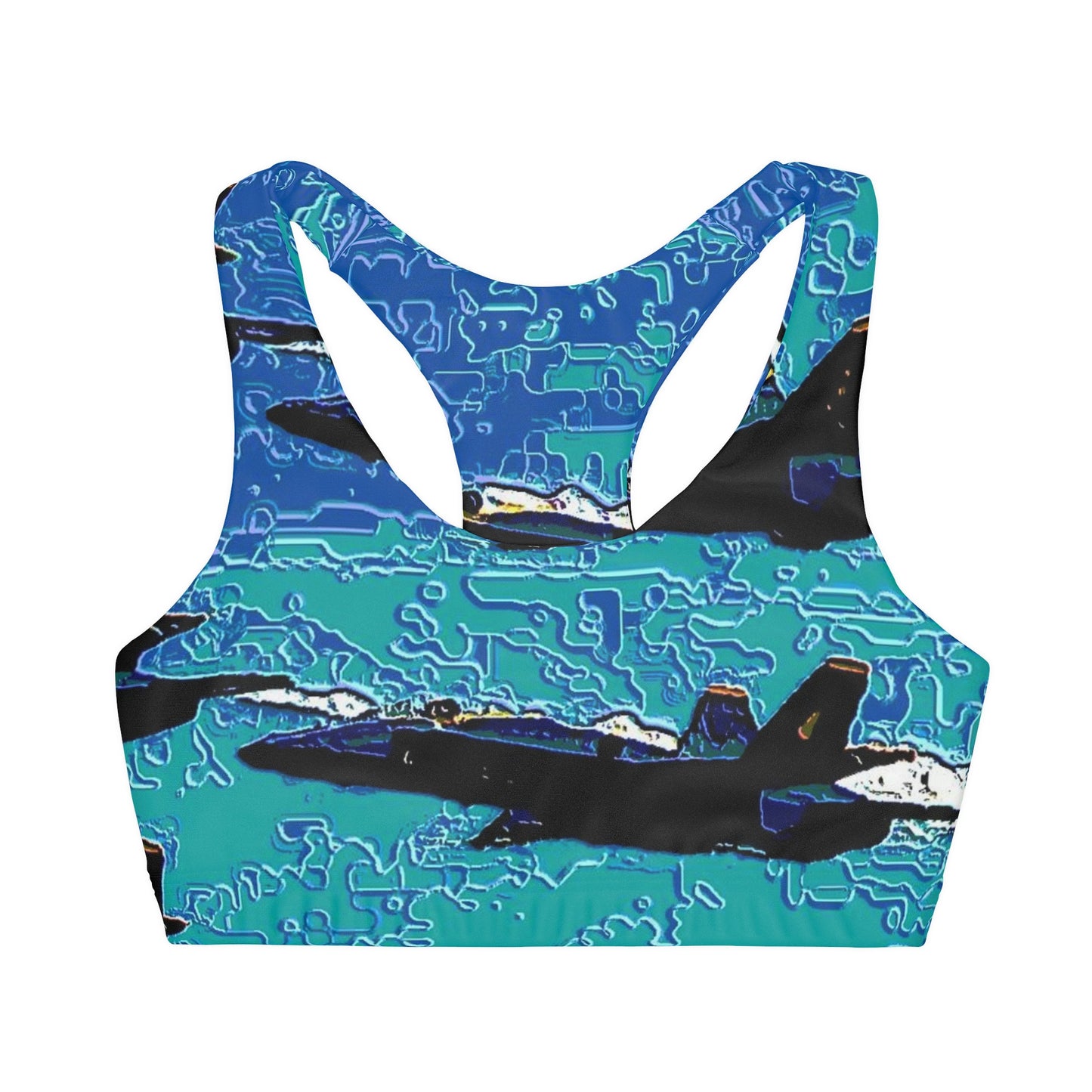 Girls' Double Lined Seamless Sports Bra ... Seattle Seafair ..."Blue Angels Run Over Lake Washington" ... Circa Mid 1980's ... Dr FJ Holt ... Original Works ...