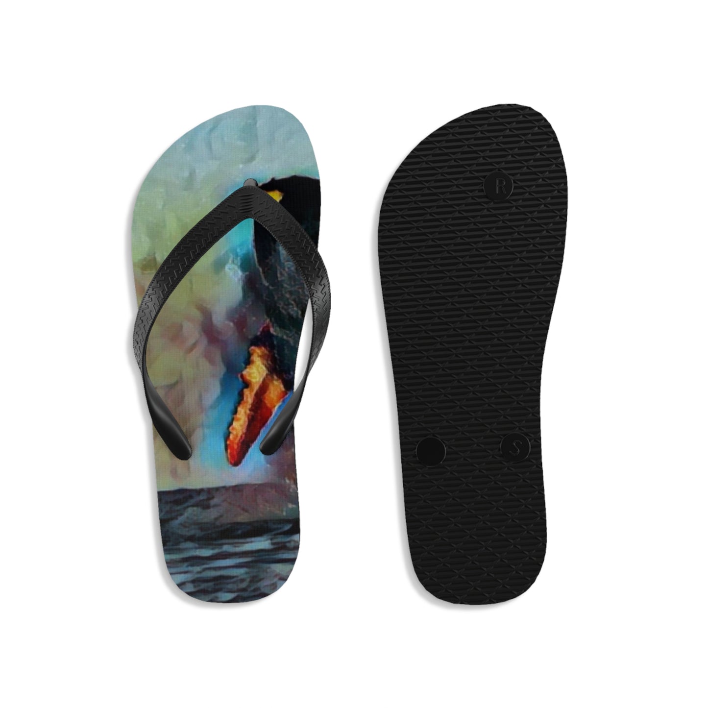 Unisex Flip-Flops ... An Extraordinary Humpback Breach ... 'With Explosive Energy' ... Family Archives (KPH) ... Circa: 21st Century. Maui, HI ... Original Works ...