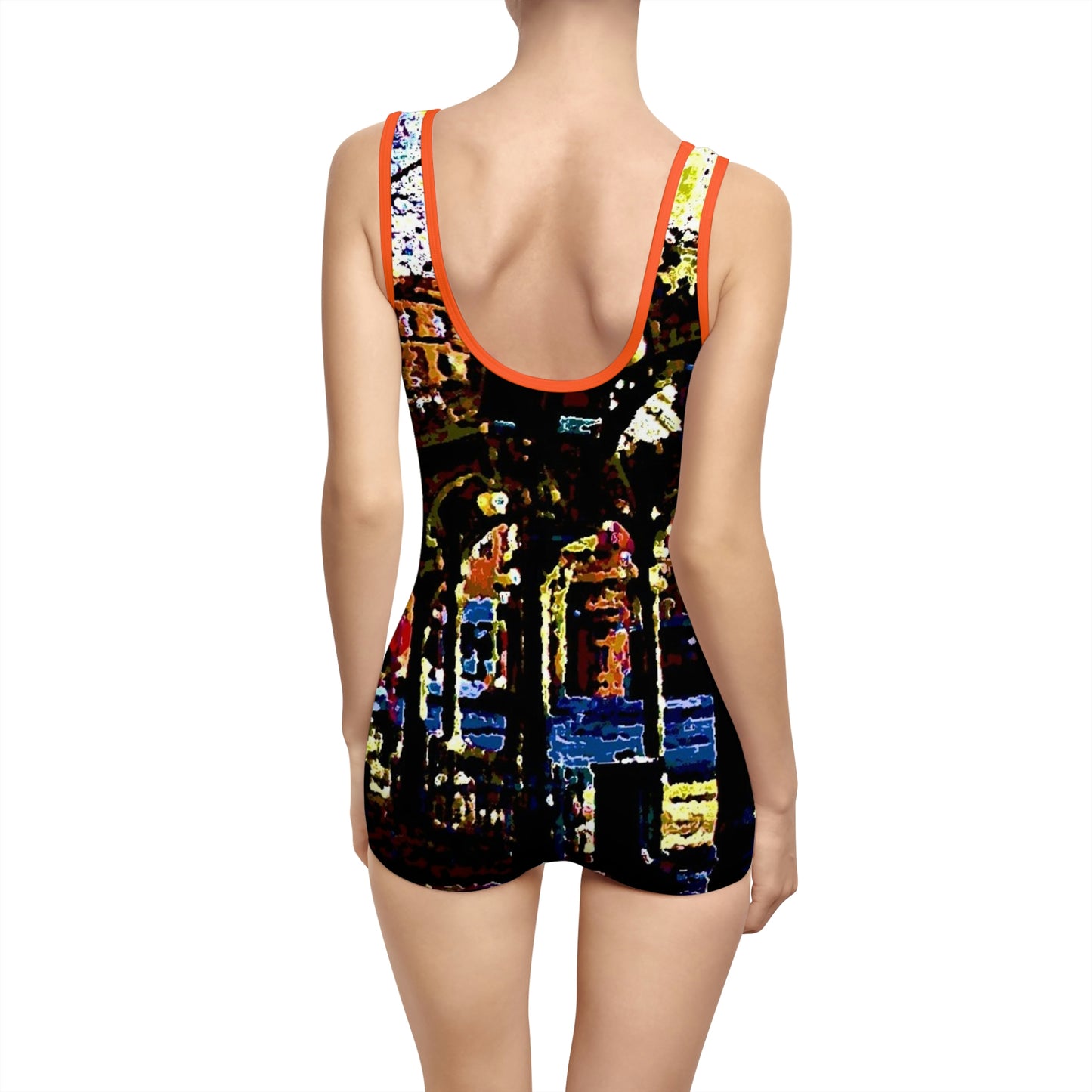 Women's Vintage Swimsuit ... A Very Fine Place To Meet ... To Catch The Bus ... 'To Find A Friend' .. Just-To-Hangout ... Dr FJHolt Base Photo ... Original Works ...