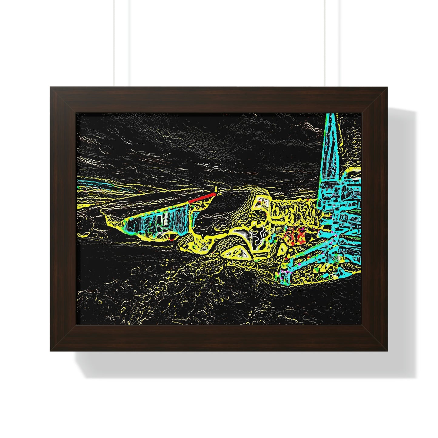 Framed Horizontal Poster ... "Snow Vehicle In Snow Storm At-Rest" ... Circa 12Mar23 ... Central Idaho ... 18-Hours Rendering Time: Original Works ...