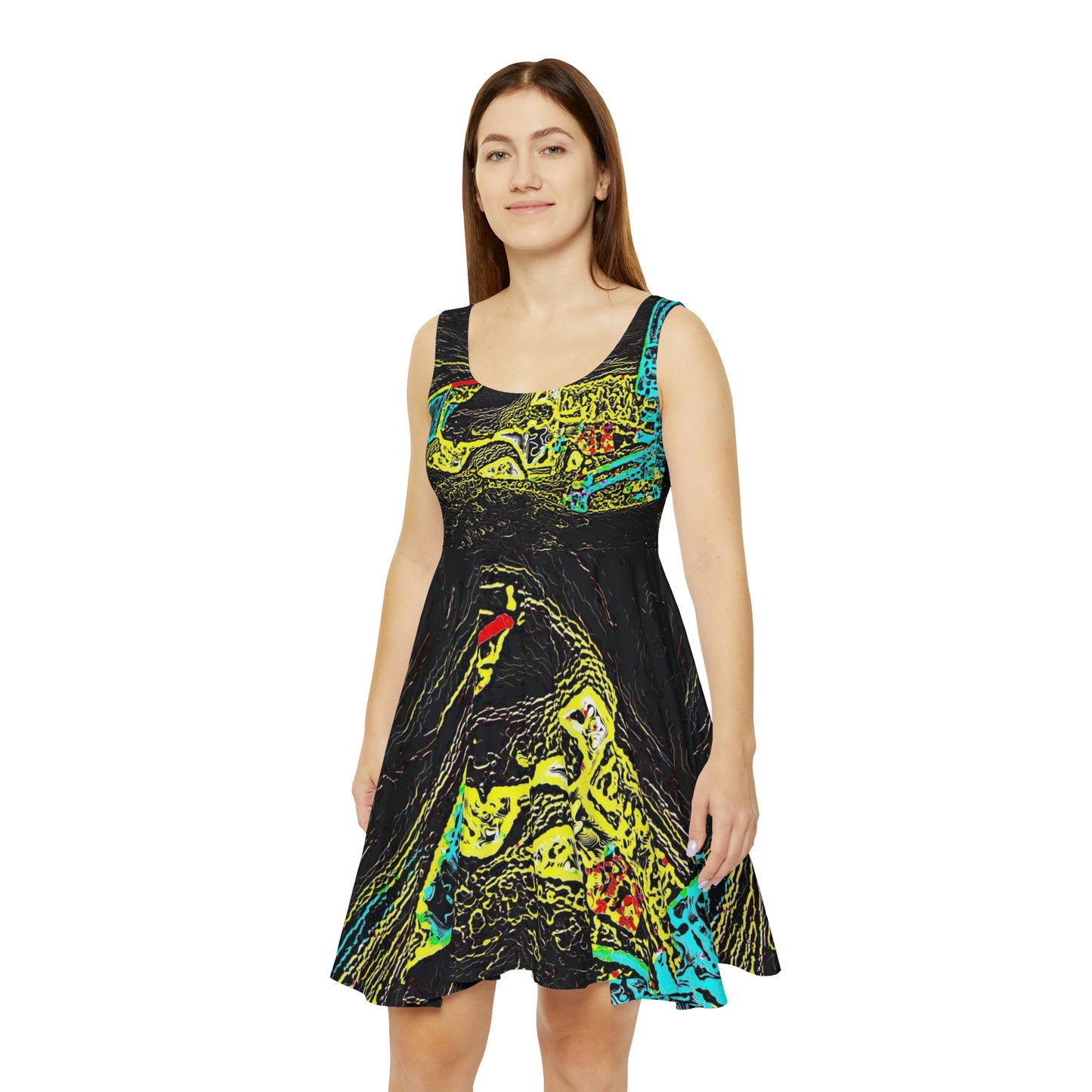 Women's Skater Dress (AOP) ... "Snow Vehicle In Snow Storm At-Rest" ... Circa 12Mar23 ... Central Idaho ... 18-Hours Rendering Time: Original Works ...