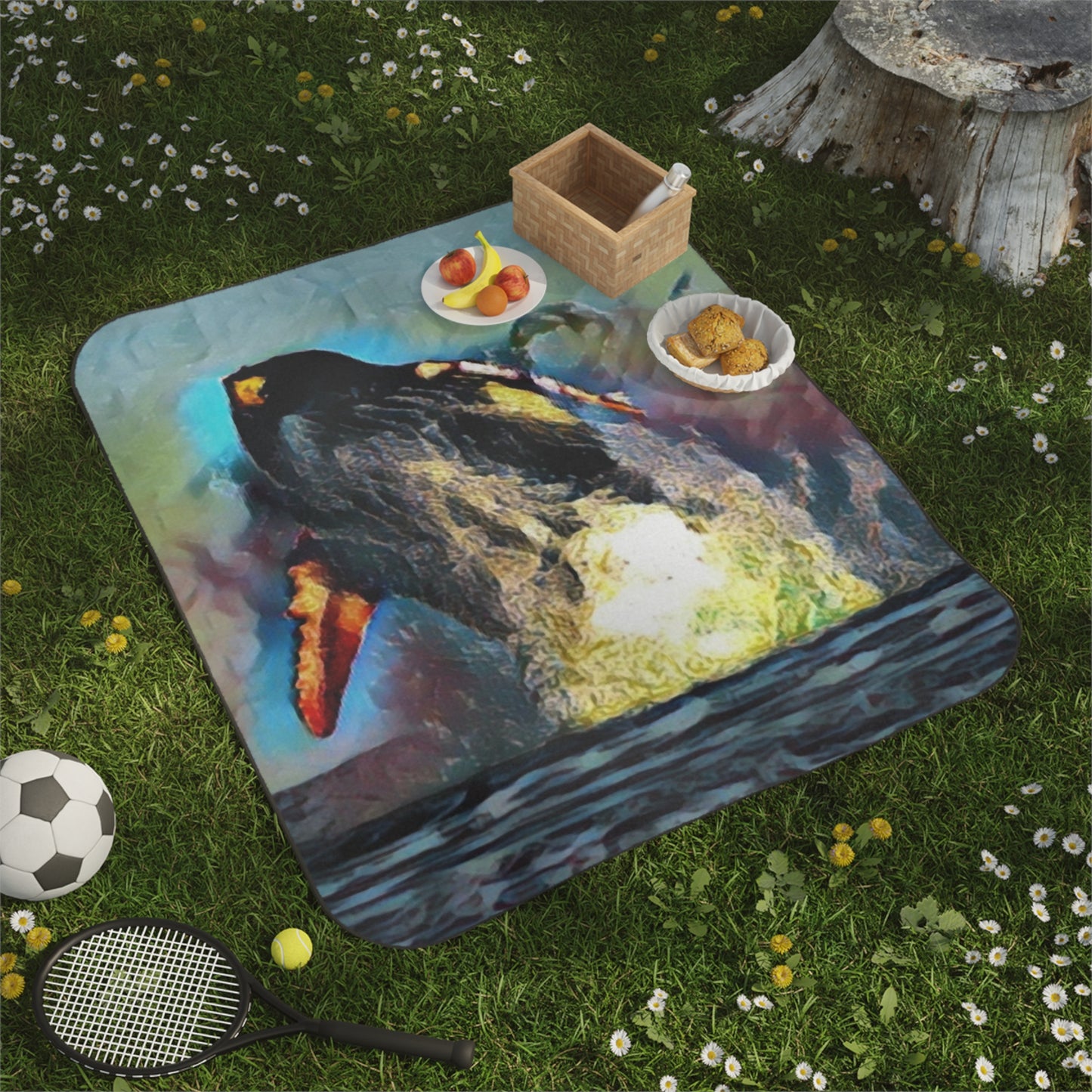 Picnic Blanket ... An Extraordinary Humpback Breach ... 'With Explosive Energy' ... Family Archives (KPH) ... Circa: 21st Century. Maui, HI ... Original Works ...