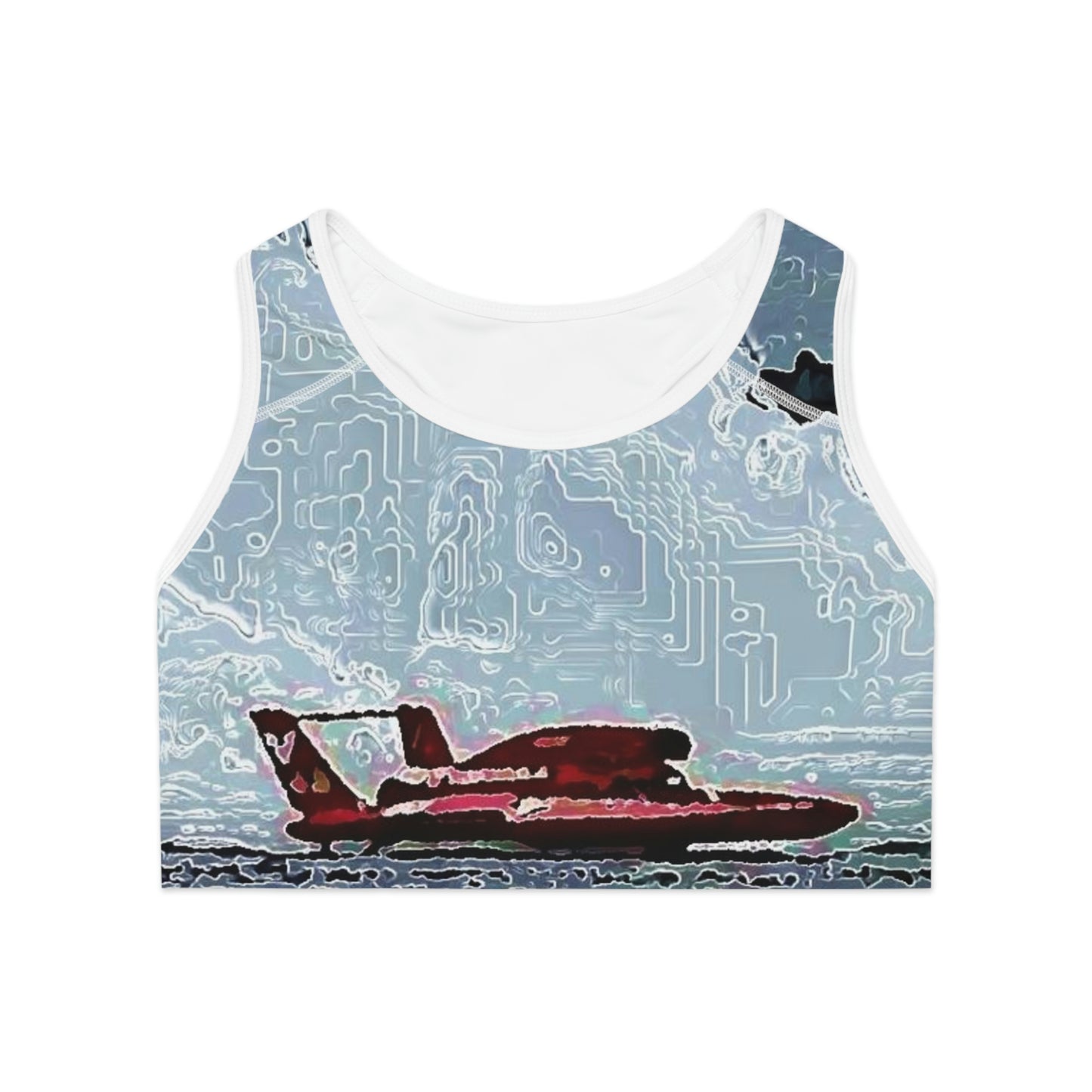 Sports Bra (AOP) ... Seattle Columbia Cup On Lake Washington ... "Dave Wilcox Heads For The Win" ... Associate Gift-Photo ... Original Works ...