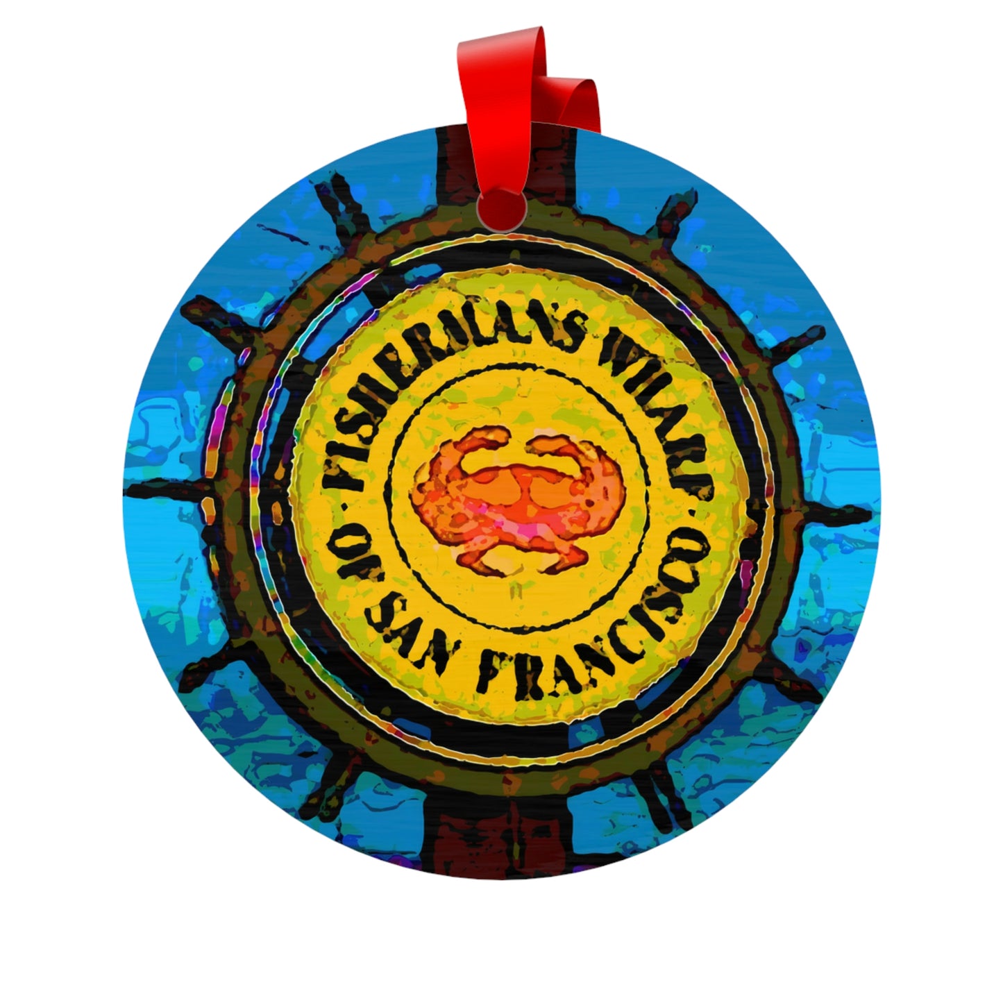 Plywood Ornaments (Round, Berlin) ... "No.9 Fishermen's Grotto - Fishermen's Wharf, SF, California" ... Family Archives: 1970's ... Original Works ...