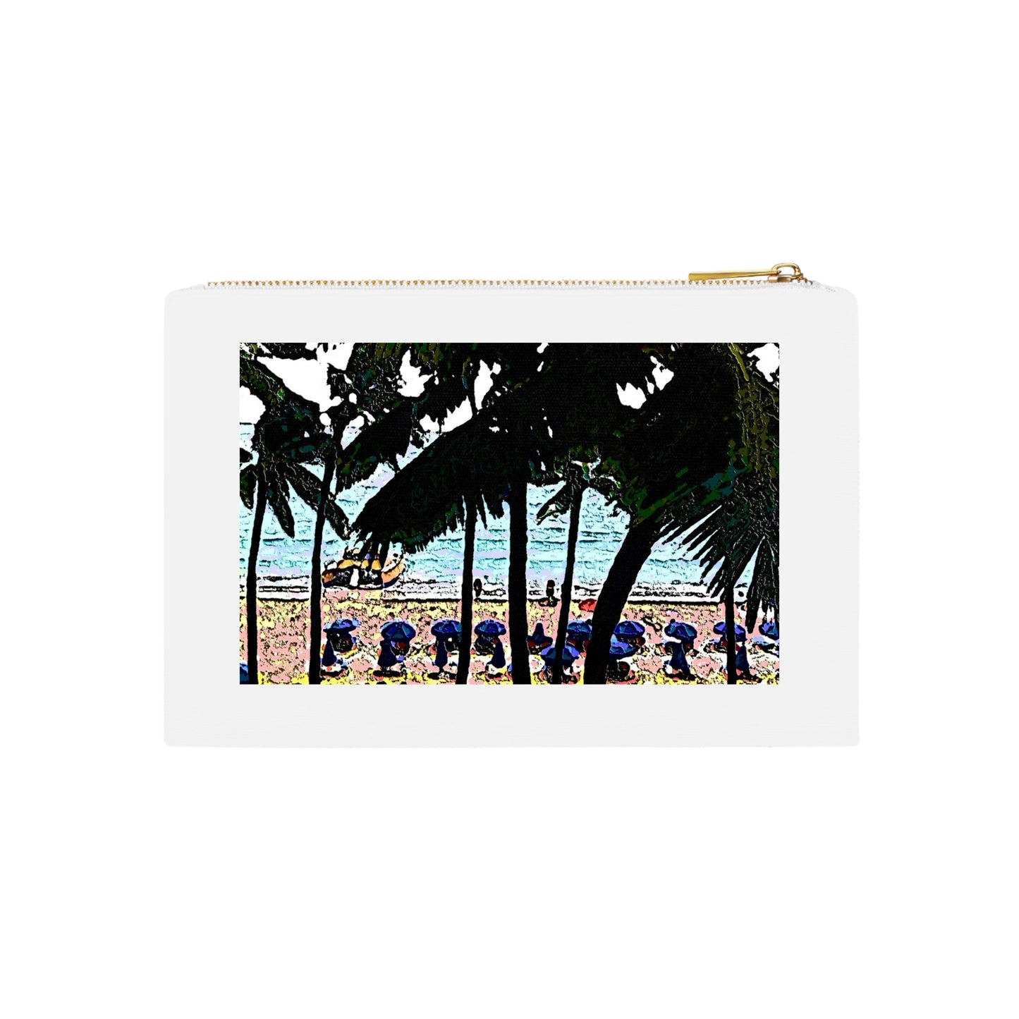 Cosmetic Bag ... "A Beautiful Beach Amongst The Palms" ... The Outrigger Waikiki, Honolulu, Oahu ... Original Works ...