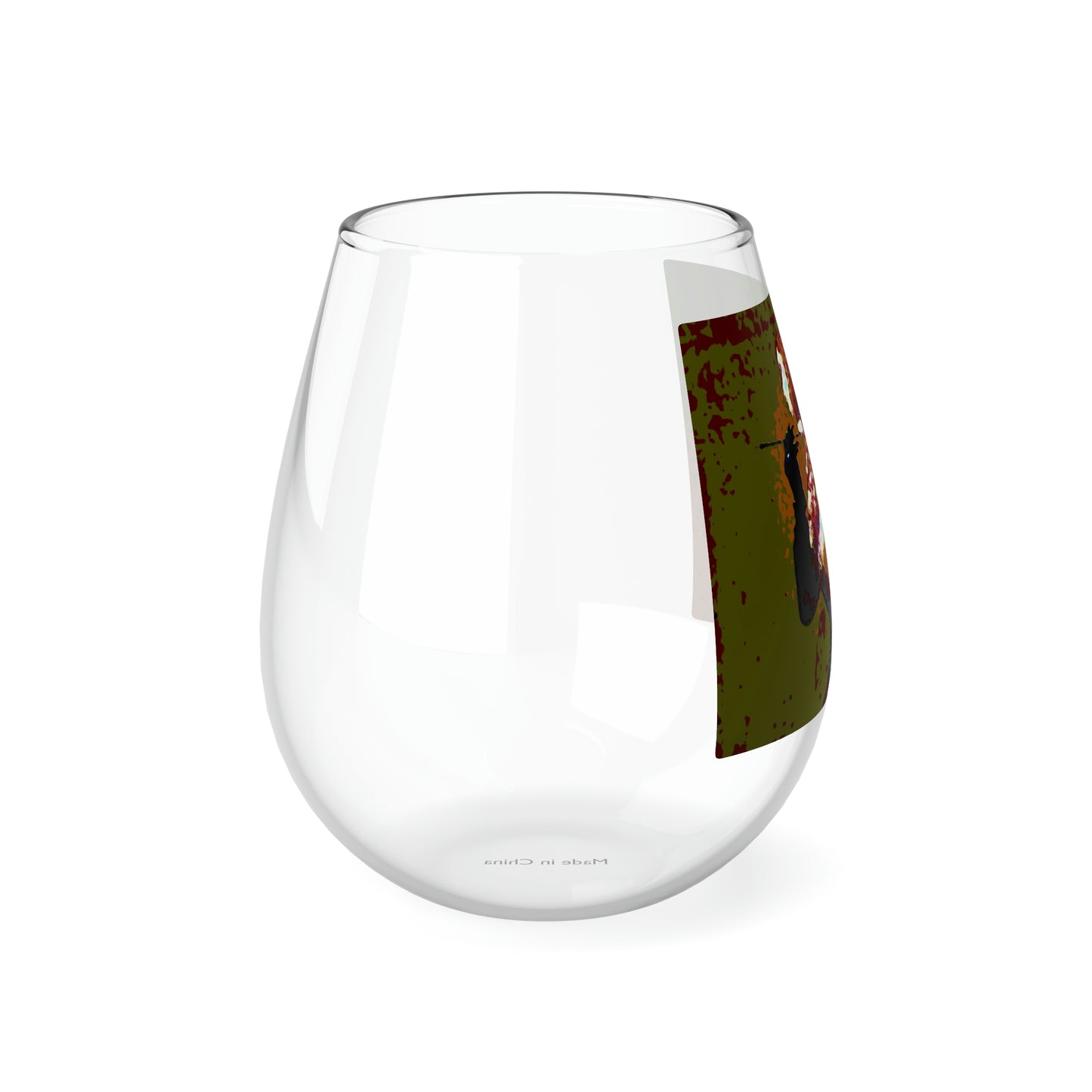 Stemless Wine Glass, 11.75oz ...  A Colleague Overseas ... 'Enjoying A Fag' ... Original Works ... "April Fools 2023" ... Hot-Tranny-Smoke ...