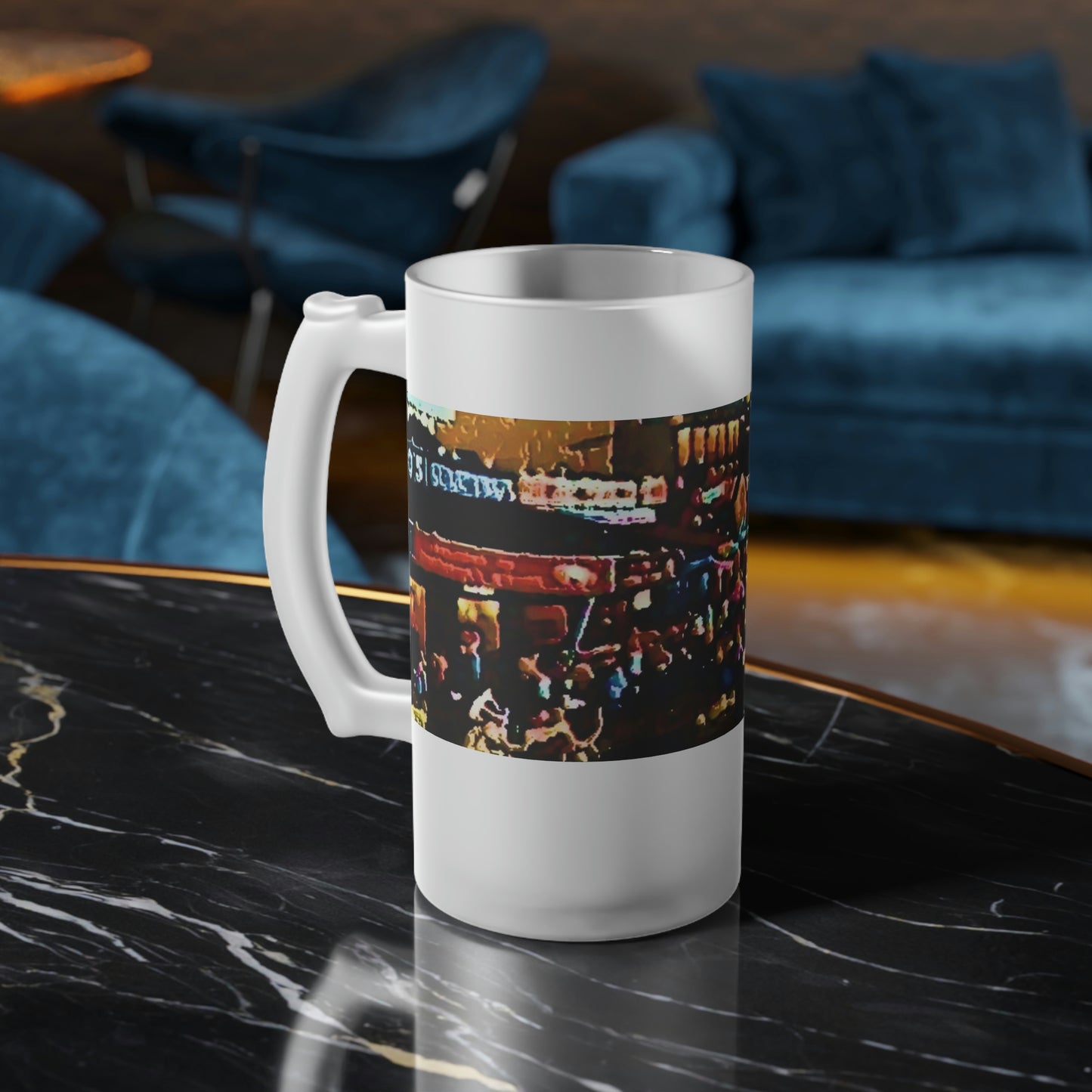Frosted Glass Beer Mug ...  "No.9 Fishermen's Grotto - Fishermen's Wharf, SF, California" ... Family Archives: 1970's ... Original Works ...