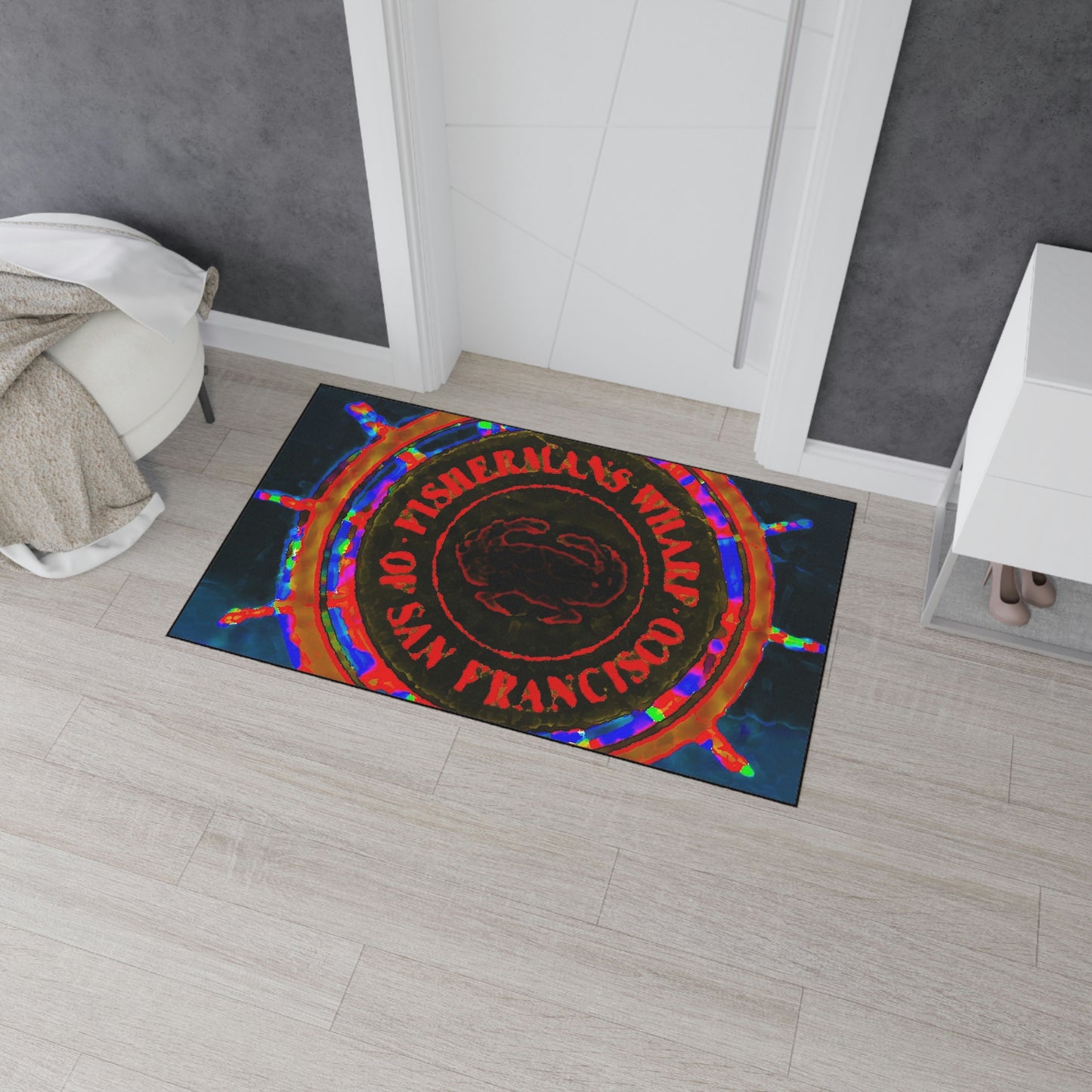 Heavy Duty Floor Mat ...  "No.9 Fishermen's Grotto - Fishermen's Wharf, SF, California" ... Family Archives: 1970's ... Original Works ...
