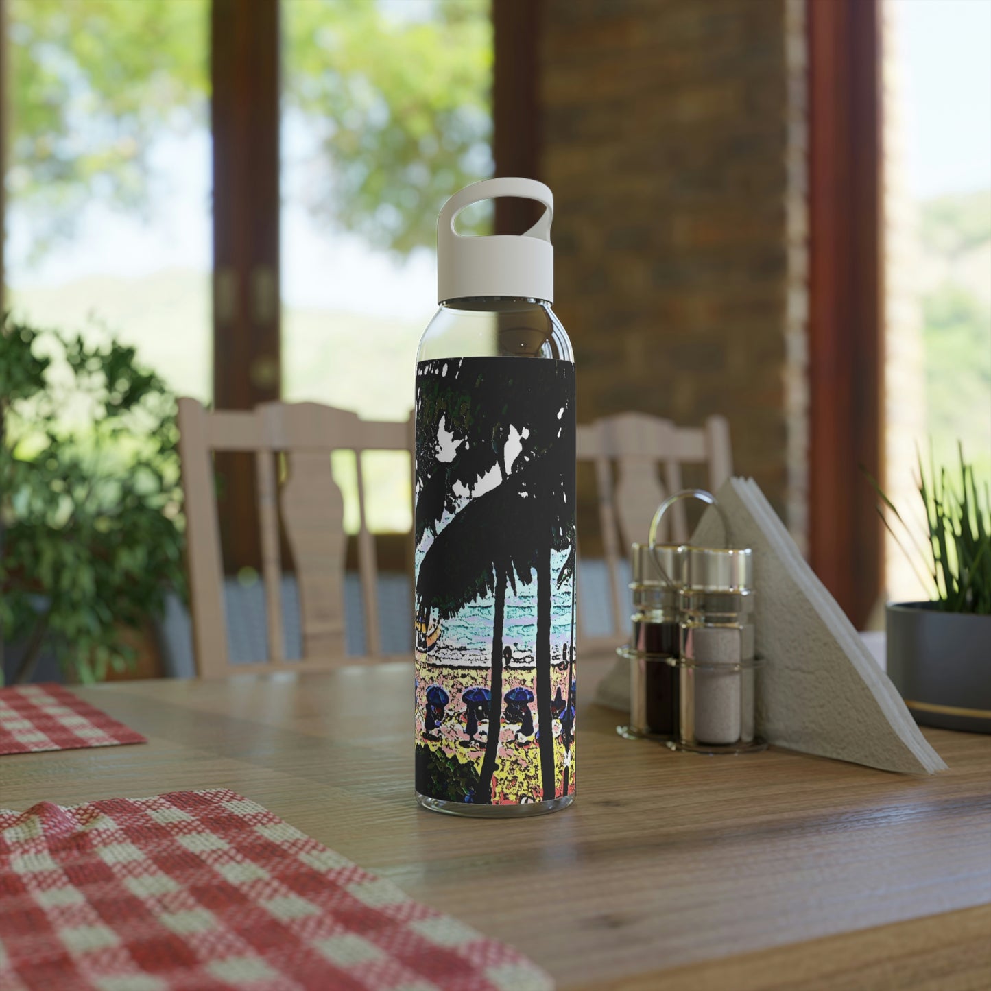 Sky Water Bottle ... "A Beautiful Beach Amongst The Palms" ... The Outrigger Waikiki, Honolulu, Oahu ... Original Works ...
