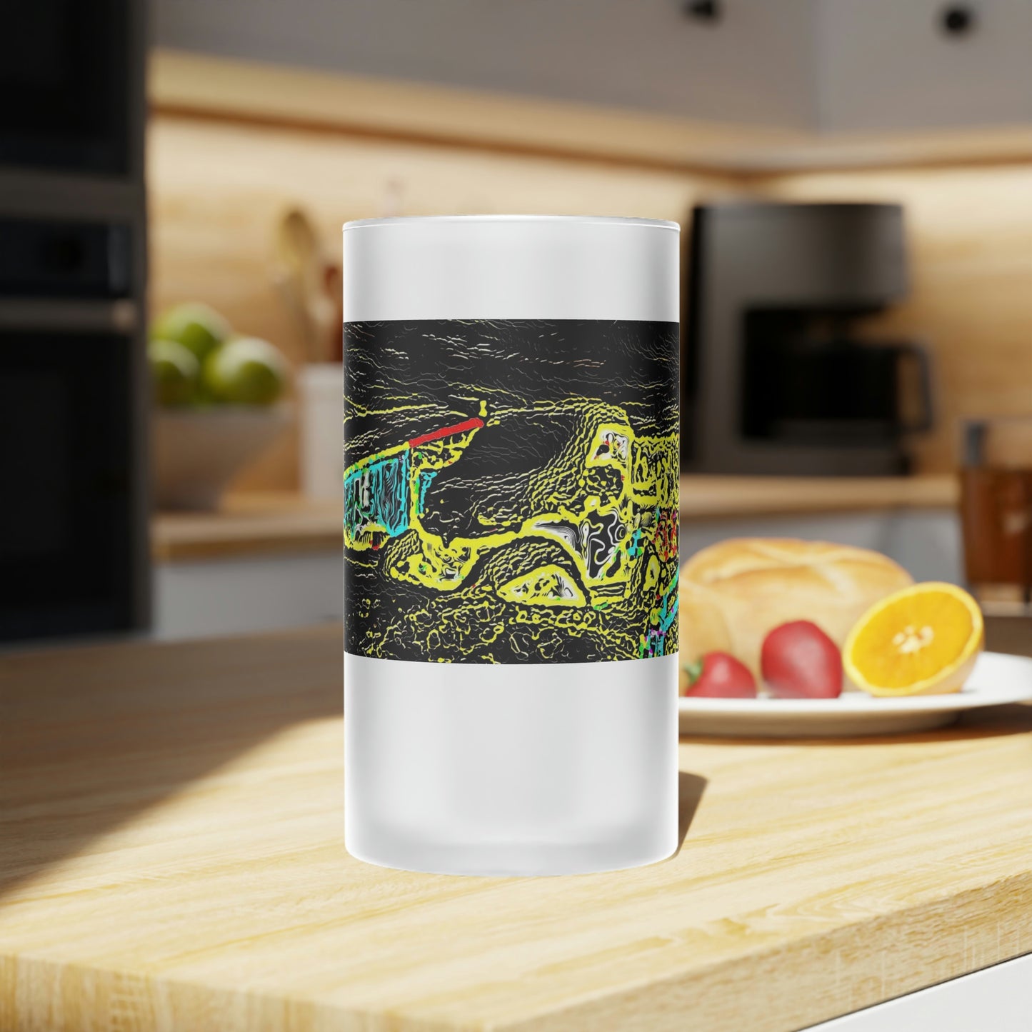 Frosted Glass Beer Mug ... "Snow Vehicle In Snow Storm At-Rest" ... Circa 12Mar23 ... Central Idaho ... 18-Hours Rendering Time: Original Works ...