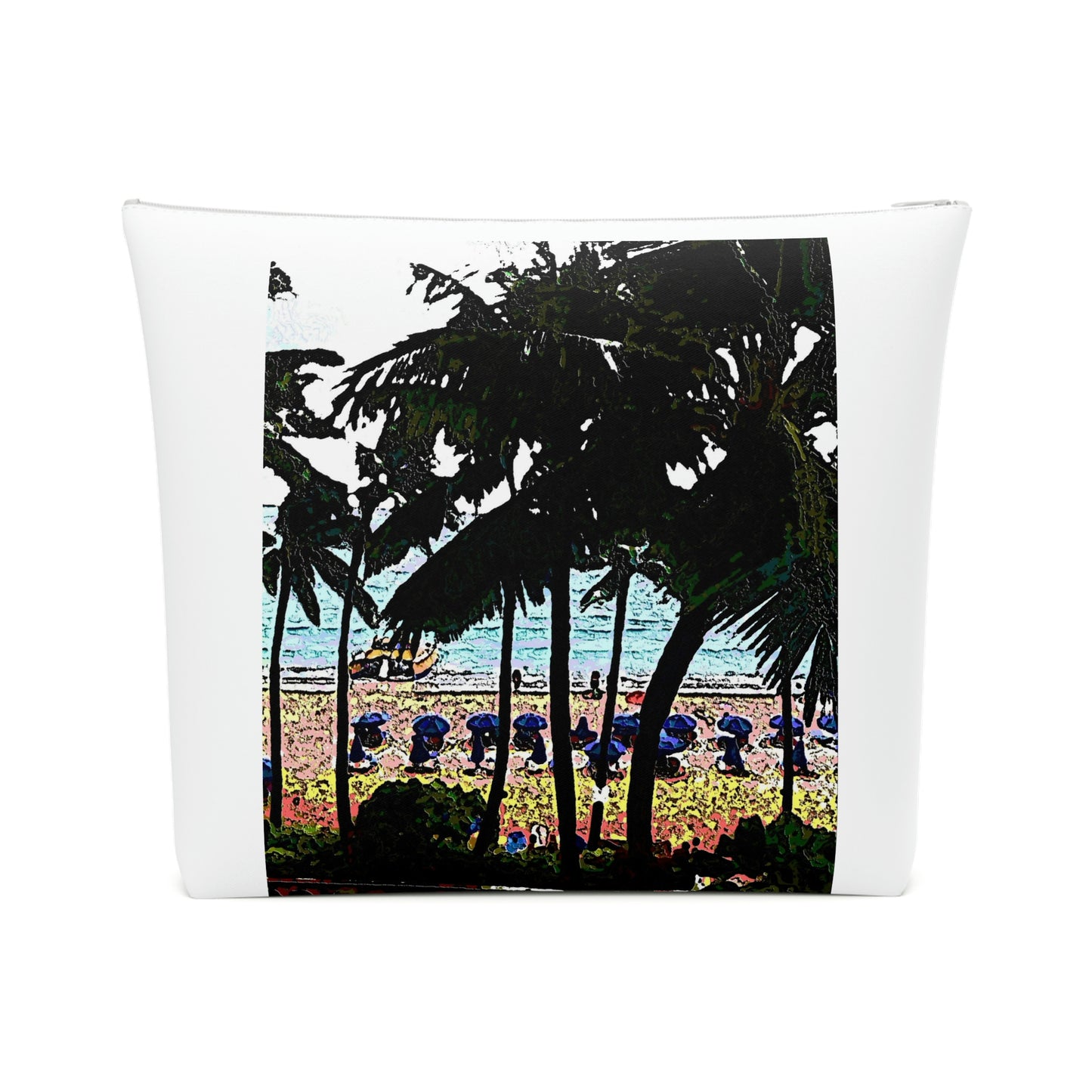 Cotton Cosmetic Bag ... "A Beautiful Beach Amongst The Palms" ... The Outrigger Waikiki, Honolulu, Oahu ... Original Works ...