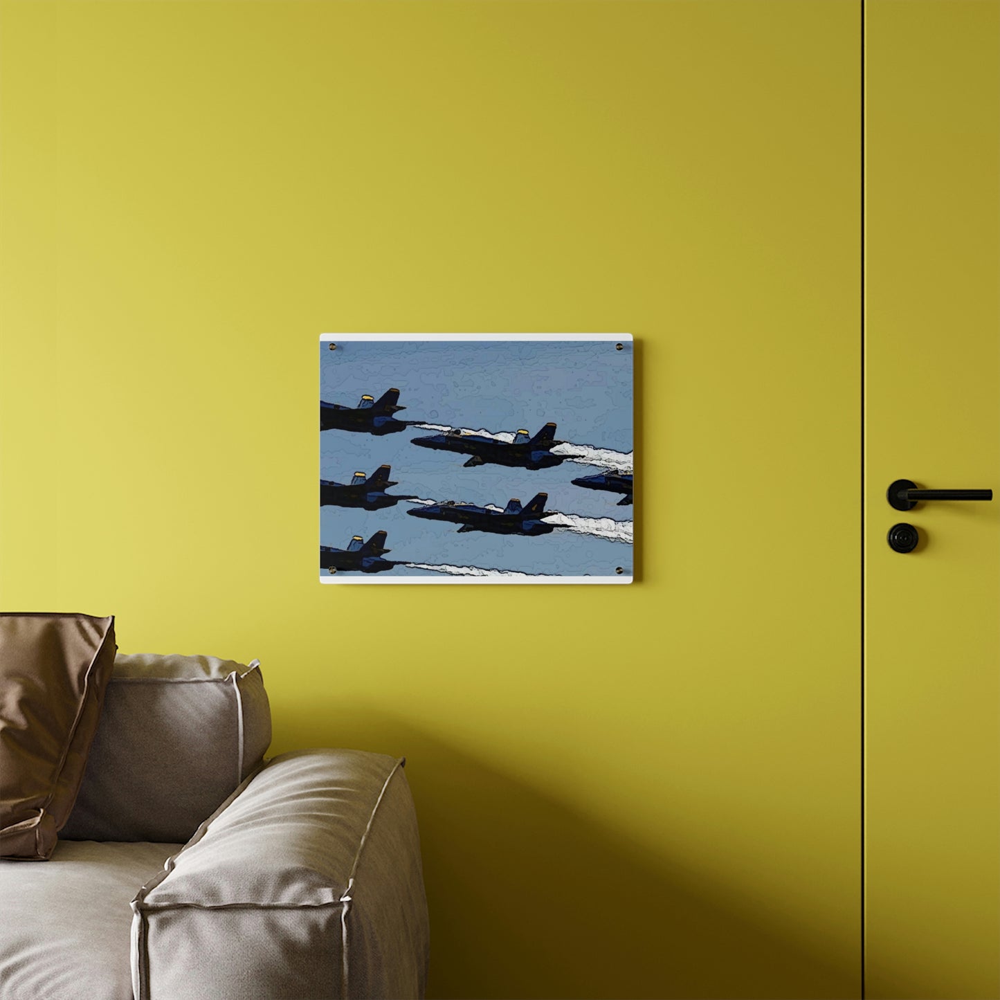 Acrylic Wall Art Panels ... Seattle Seafair ..."Blue Angels Run Over Lake Washington" ... Circa Mid 1980's ... Dr FJ Holt ... Original Works ...