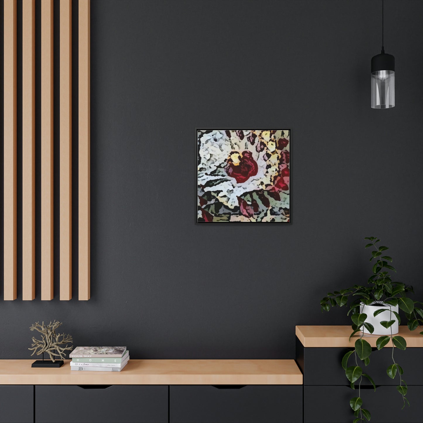 Gallery Canvas Wraps, Square Frame ... "A Friendly Flower" ... Pointsettia 'Pointing' ... Original Works ... (Supplied Photograph) ...