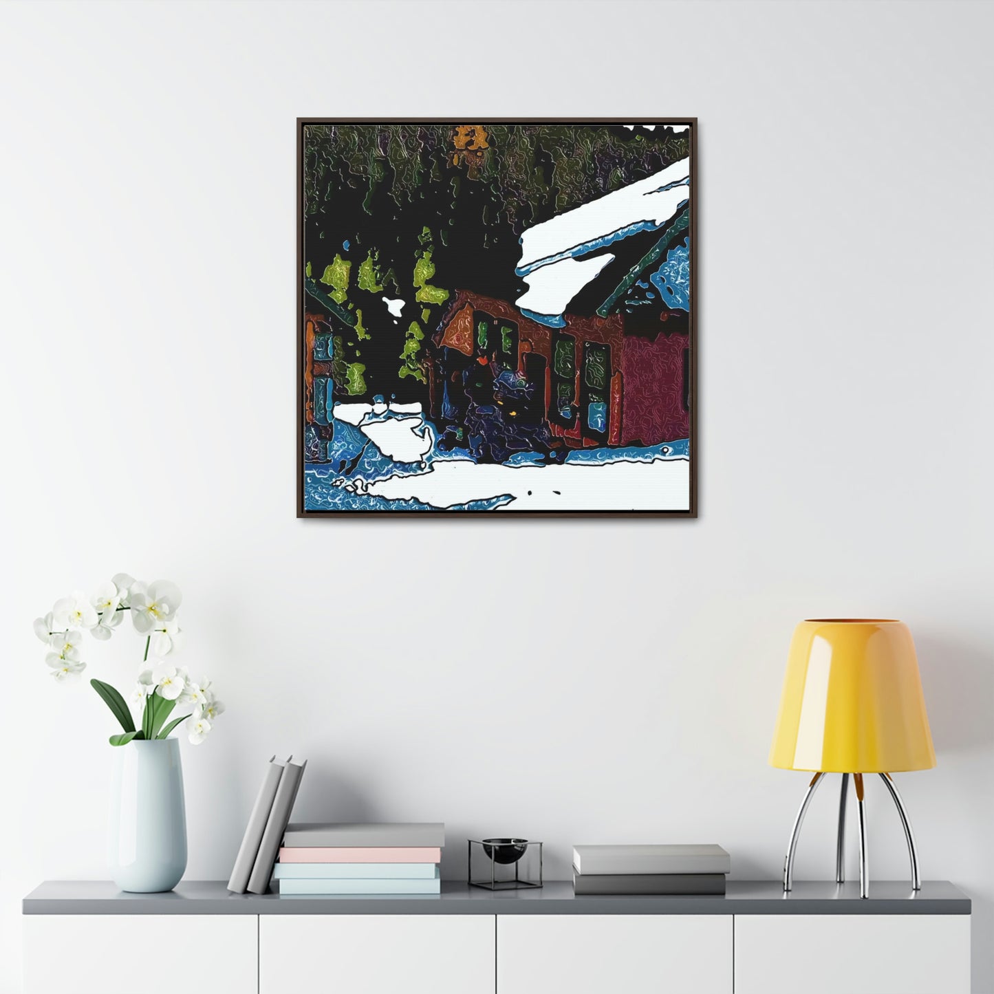Gallery Canvas Wraps, Square Frame ... "A Rider Passeth-Through-It" ... Colors Galore & A Bit Of Impressionism ... Original Works. Winter 2021. Central Idaho. Rendering Time: 12 Hours ...