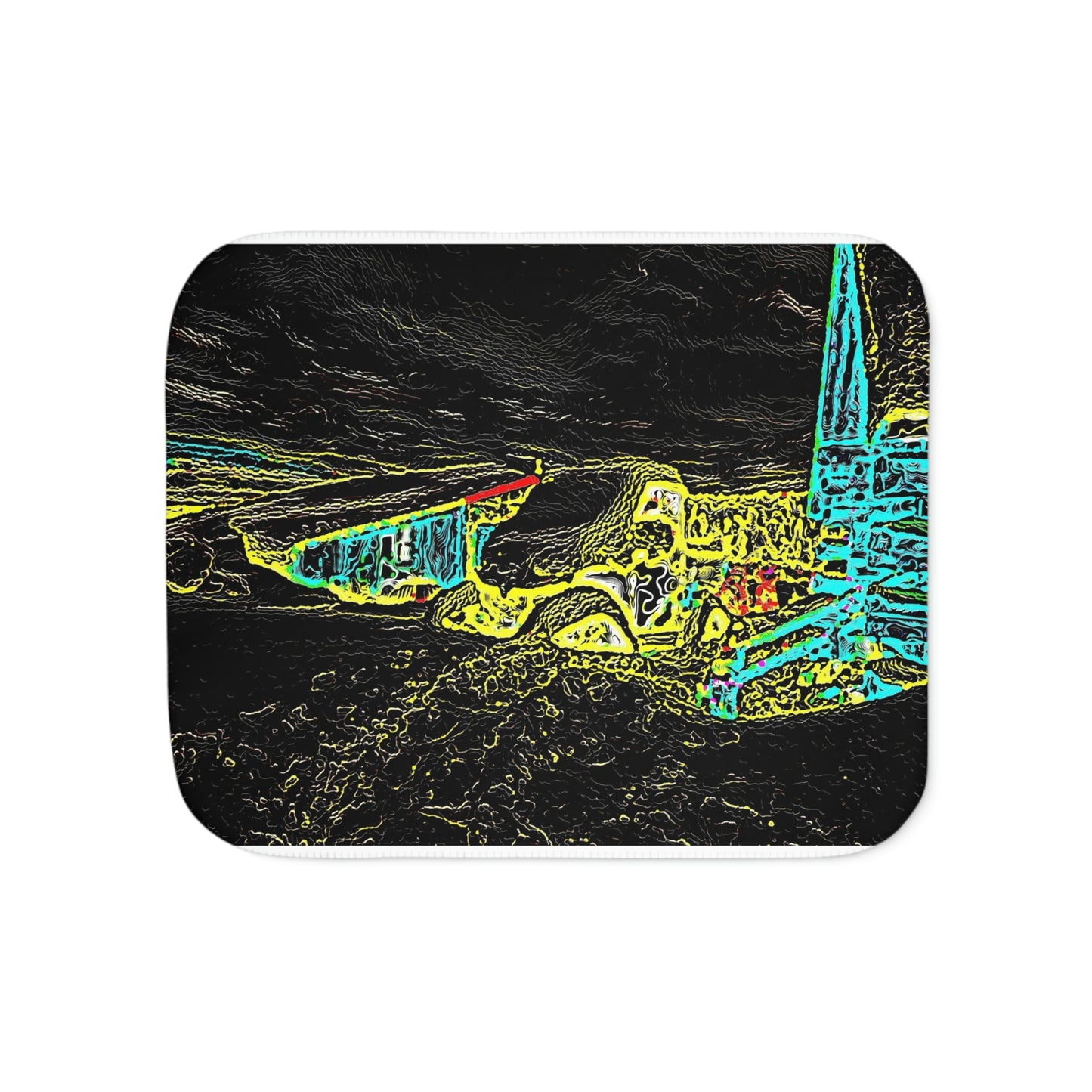 Sherpa Blanket, Two Colors ...  "Snow Vehicle In Snow Storm At-Rest" ... Circa 12Mar23 ... Central Idaho ... 18-Hours Rendering Time: Original Works ...