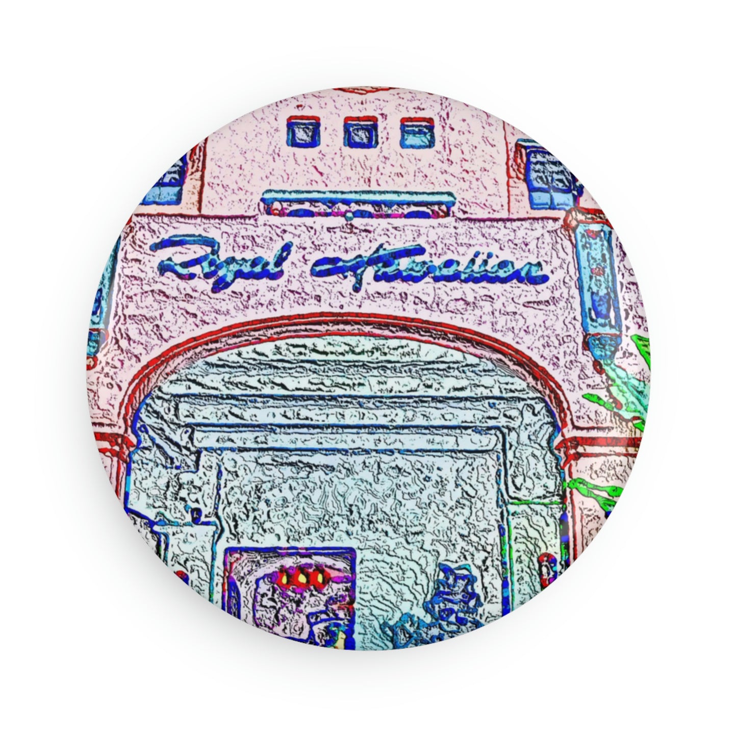 Button Magnet, Round (1 & 10 pcs) ... "La Grande Entree" At: 'The Pink Palace' ... The Royal Hawai'ian ... Honolulu, HI ... '27Oct2014' ... Original Works ...