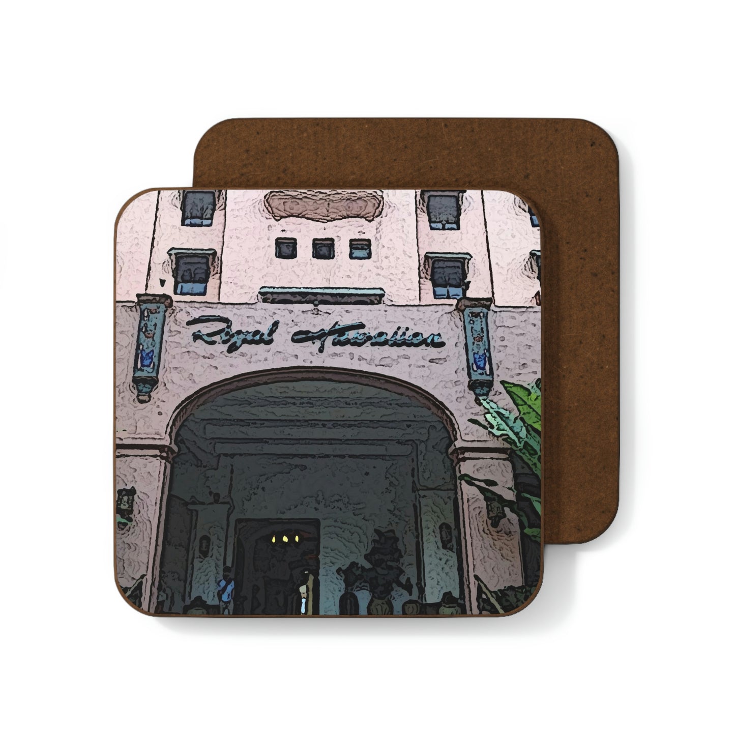 Hardboard Back Coaster ...  "La Grande Entree" At: 'The Pink Palace' ... The Royal Hawai'ian ... Honolulu, HI ... '27Oct2014' ... Original Works ...