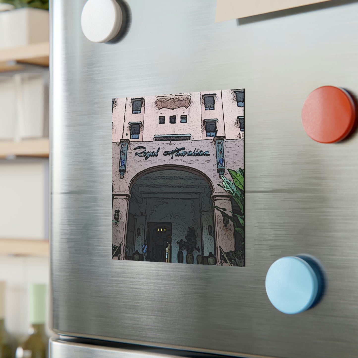 Square Magnet ... "La Grande Entree" At: 'The Pink Palace' ... The Royal Hawai'ian ... Honolulu, HI ... '27Oct2014' ... Original Works ...